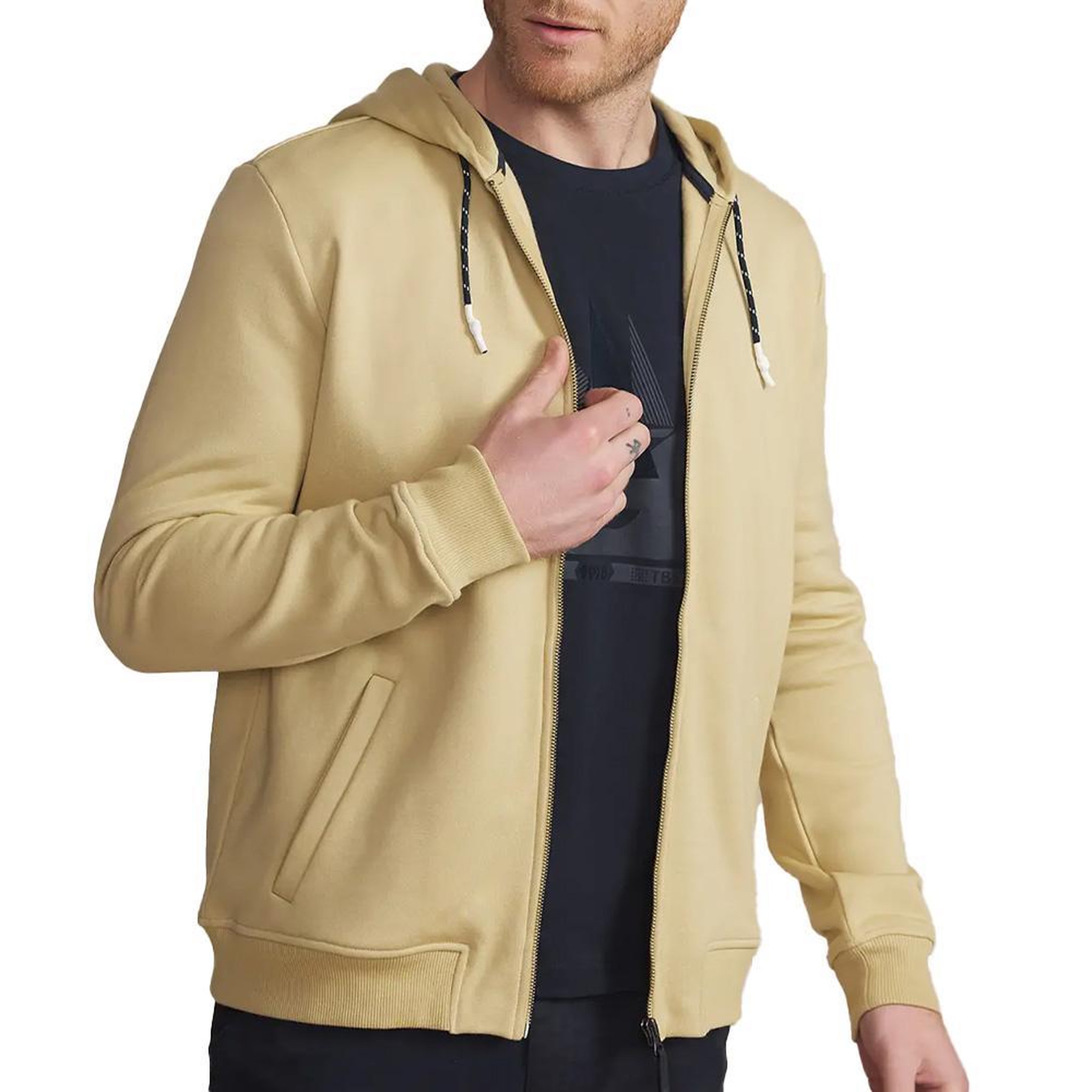 Voir la diapositive 2 : TBS Sweat zippé beige homme tbs julinzip