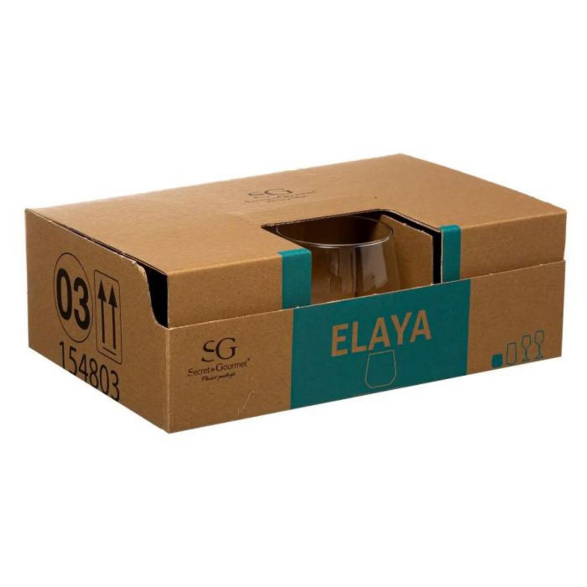 SECRET DE GOURMET Lot de 6 Gobelets en Verre  Elaya  34cl Transparent