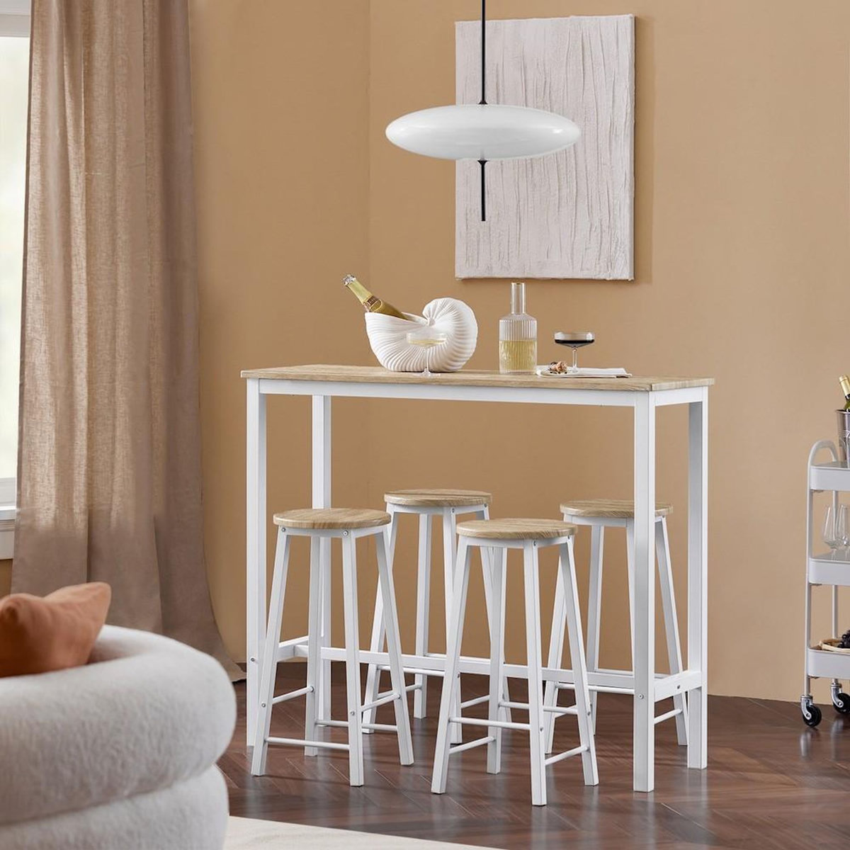 SOBUY SoBuy - Ensemble de table avec 4 tabourets à repose-pieds - Industriel - OGT22