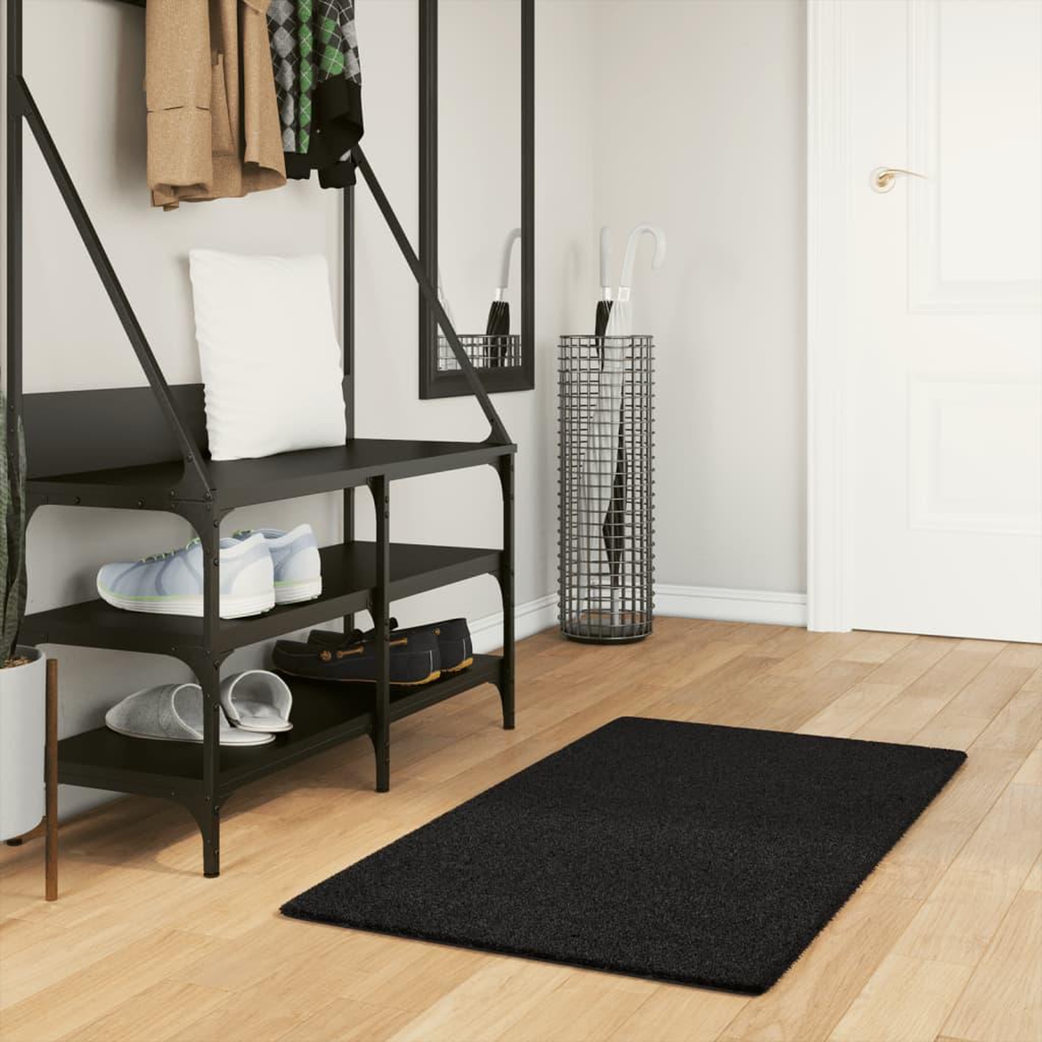 VIDAXL Tapis HUARTE a poils courts doux et lavable noir 60x110 cm