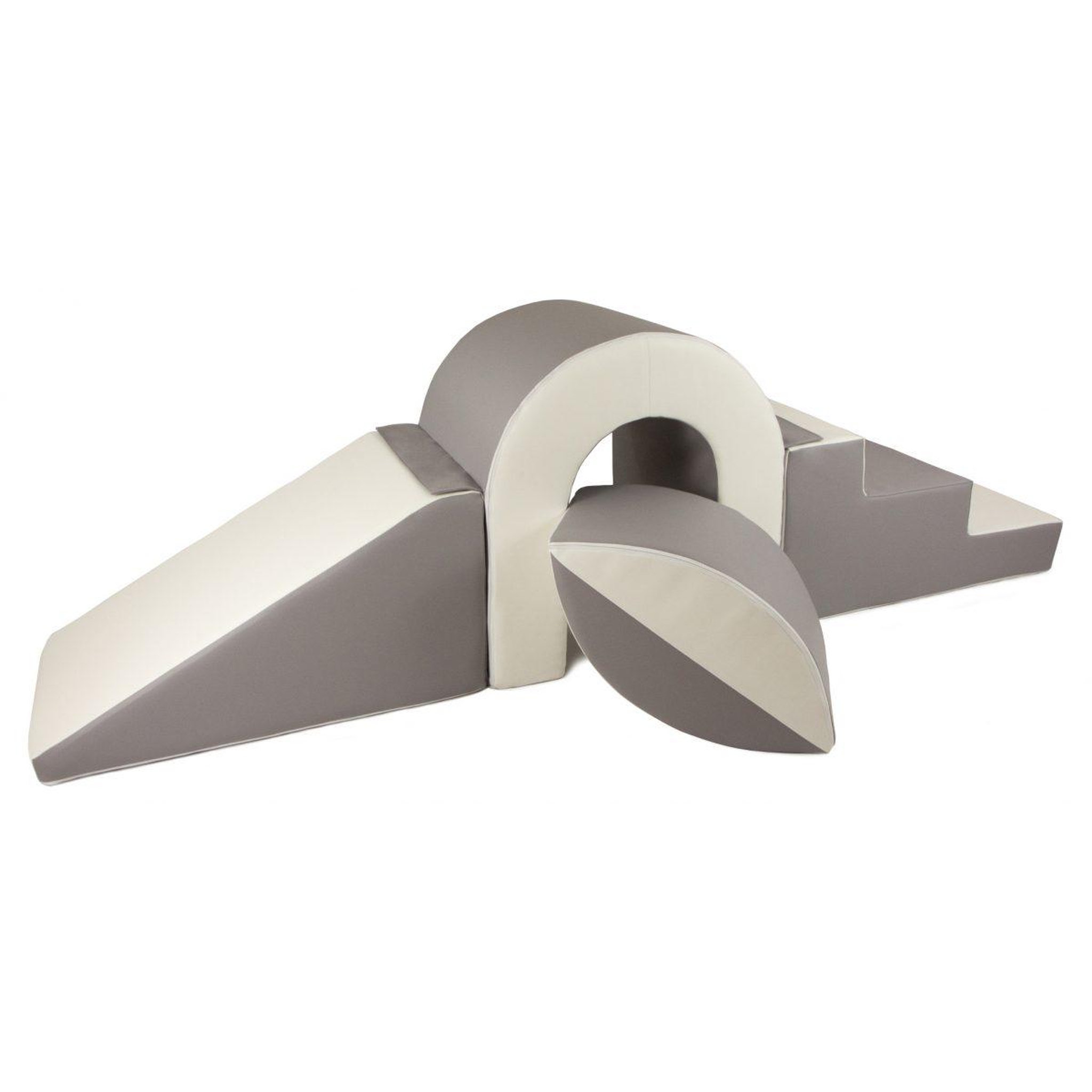 VELINDA Set de blocs en mousse 4 éléments avec petit pont blanc, gris
