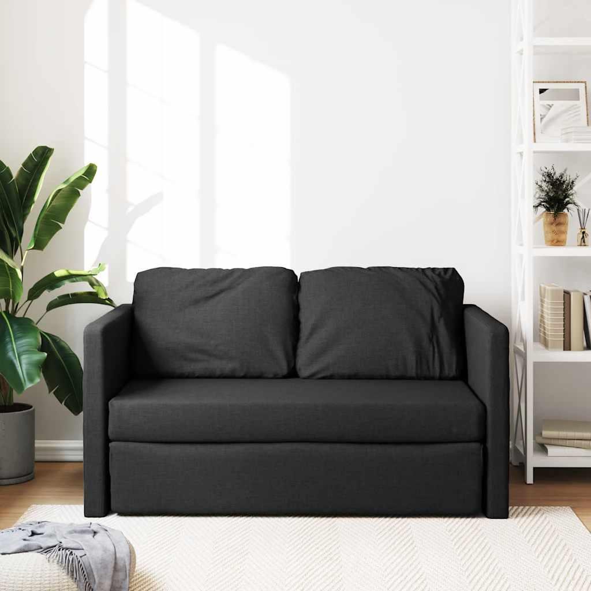 Voir la diapositive 3 : VIDAXL Canape-lit 2 en 1 noir 112x174x55 cm tissu