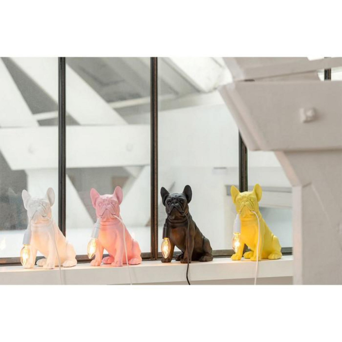 Paris Prix Lampe à Poser Déco  Bulldog  28cm Noir