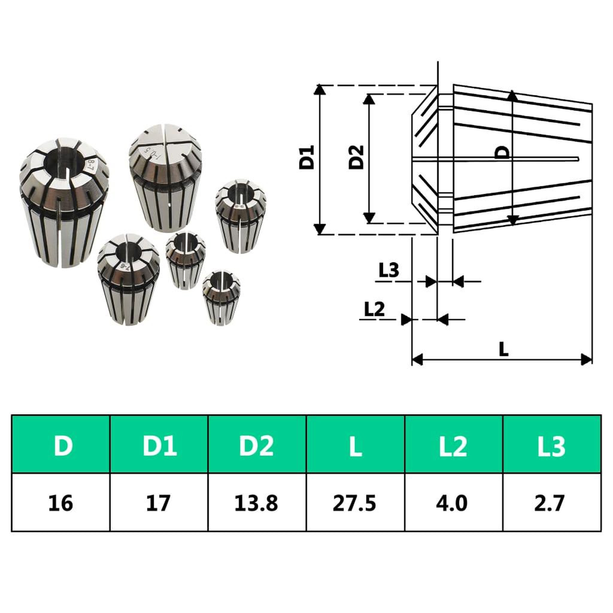 Voir la diapositive 6 : VIDAXL Douilles de serrage ER16 10 pcs Ensemble d'outils de tournage