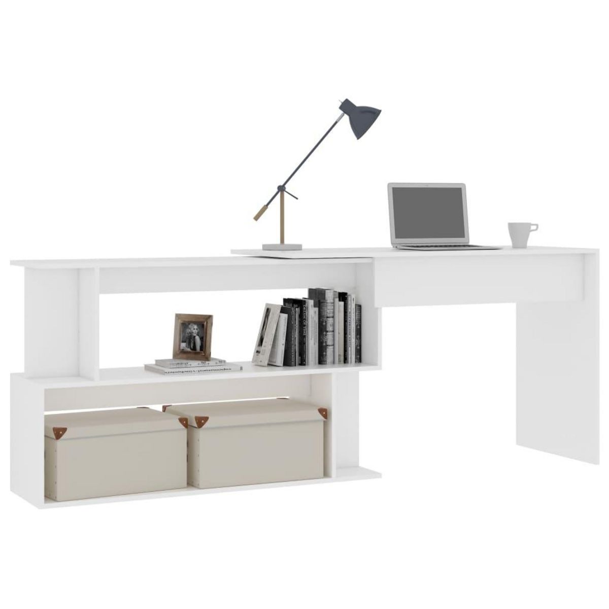 VIDAXL Bureau d'angle Blanc 200x50x76 cm Bois d'ingenierie