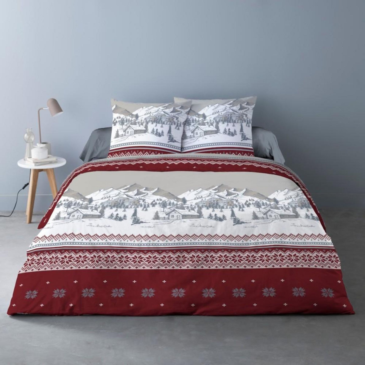 Dourev Housse de couette 240x220 + 2 taies flanelle 100% coton