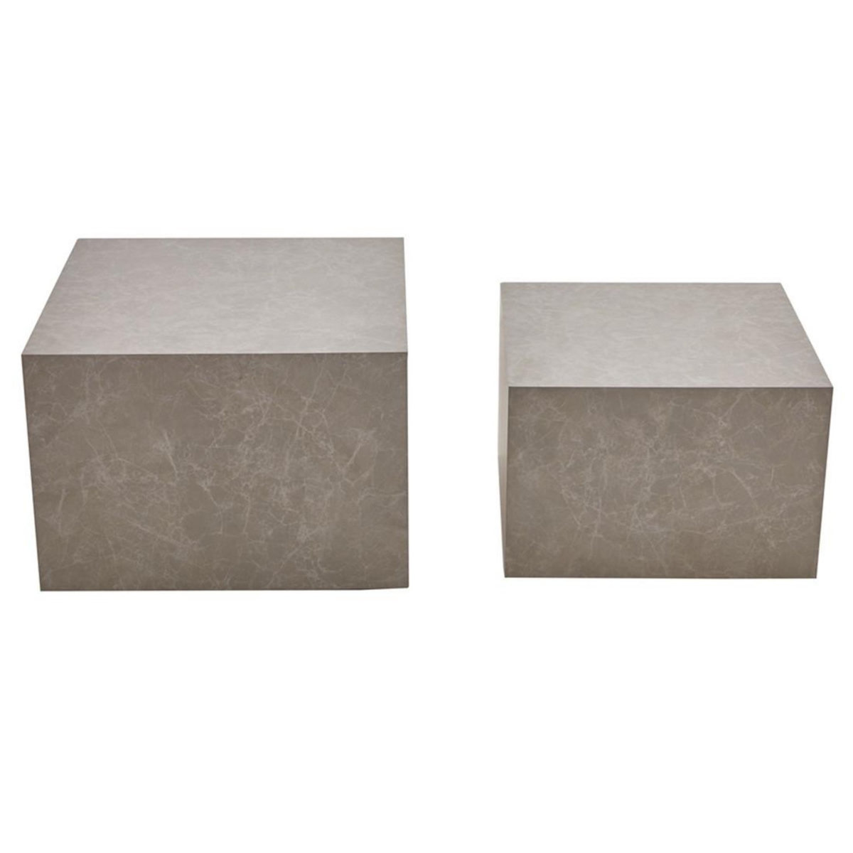 LISA DESIGN Fabio - lot de 2 tables basses gigognes - marbre gris