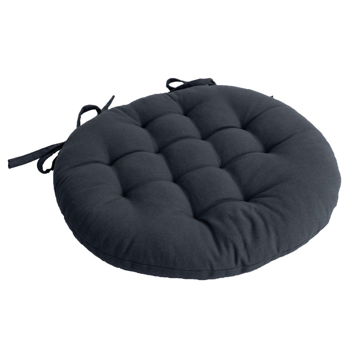 Paris Prix Galette de Chaise Piquée Uni  Panama  38cm Anthracite