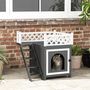 Voir la diapositive 2 : PAWHUT Maison niche chat sur pied - 2 niveaux, porte loquet, terrasse, escalier - bois gris blanc