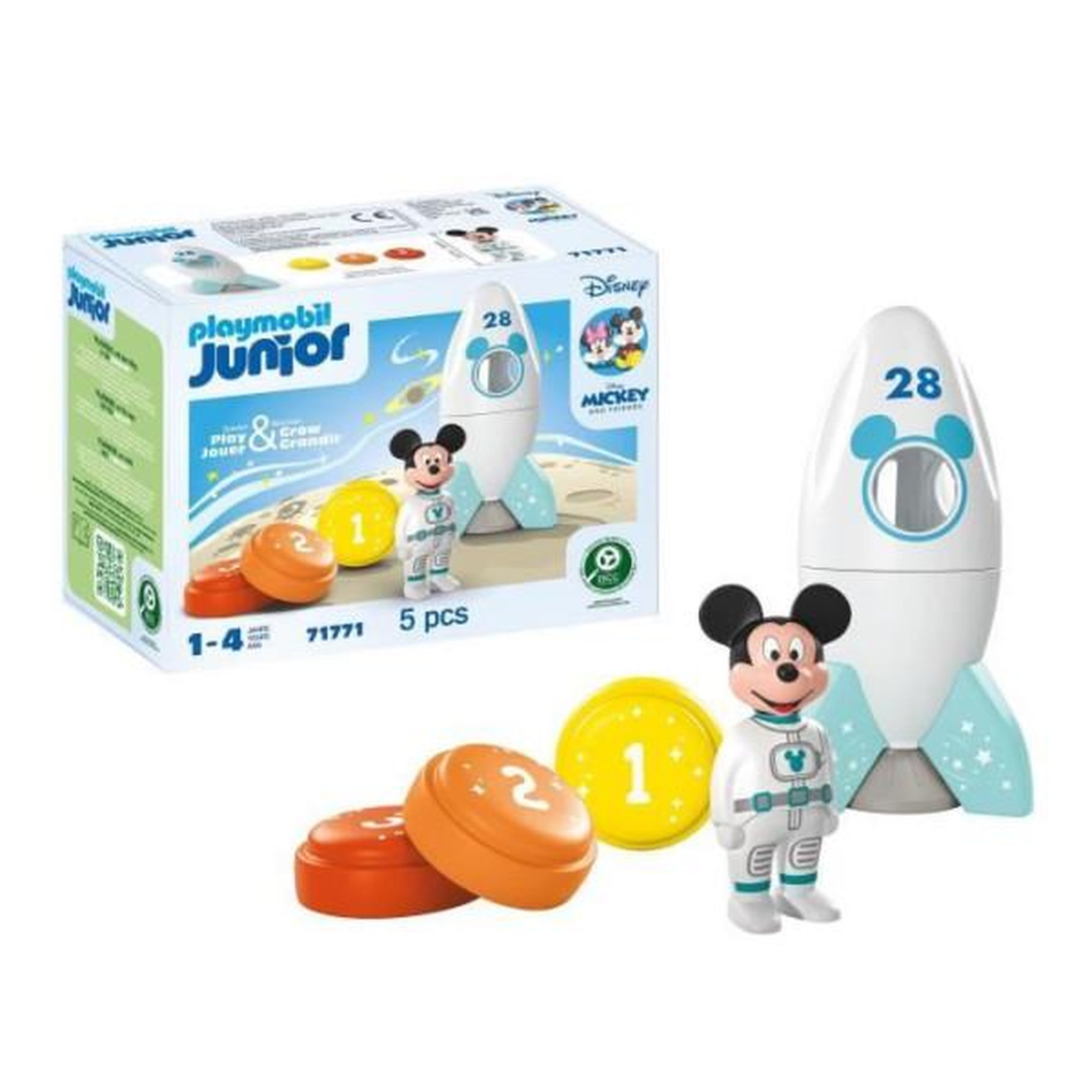 Voir la diapositive 3 : PLAYMOBIL PLAYMOBIL Junior 71771 Mickey astronaute avec sa fusée, Disney, 5 pieces, Des 12 mois