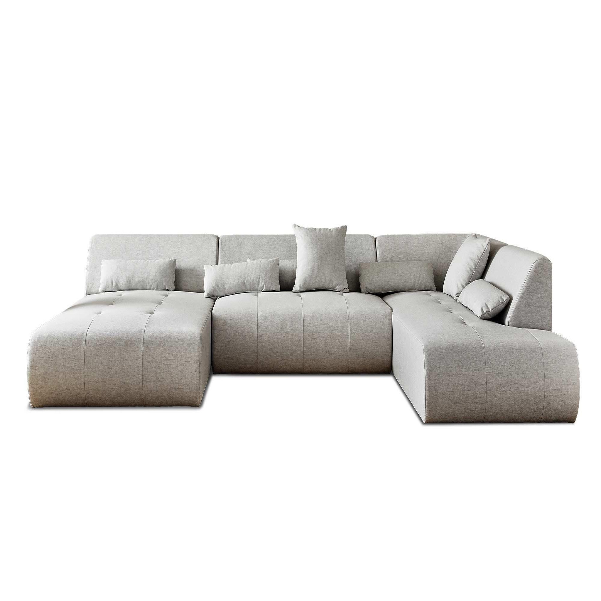 Voir la diapositive 6 : LISA DESIGN Onyx - canapé panoramique d'angle droit 7 places - en tissu