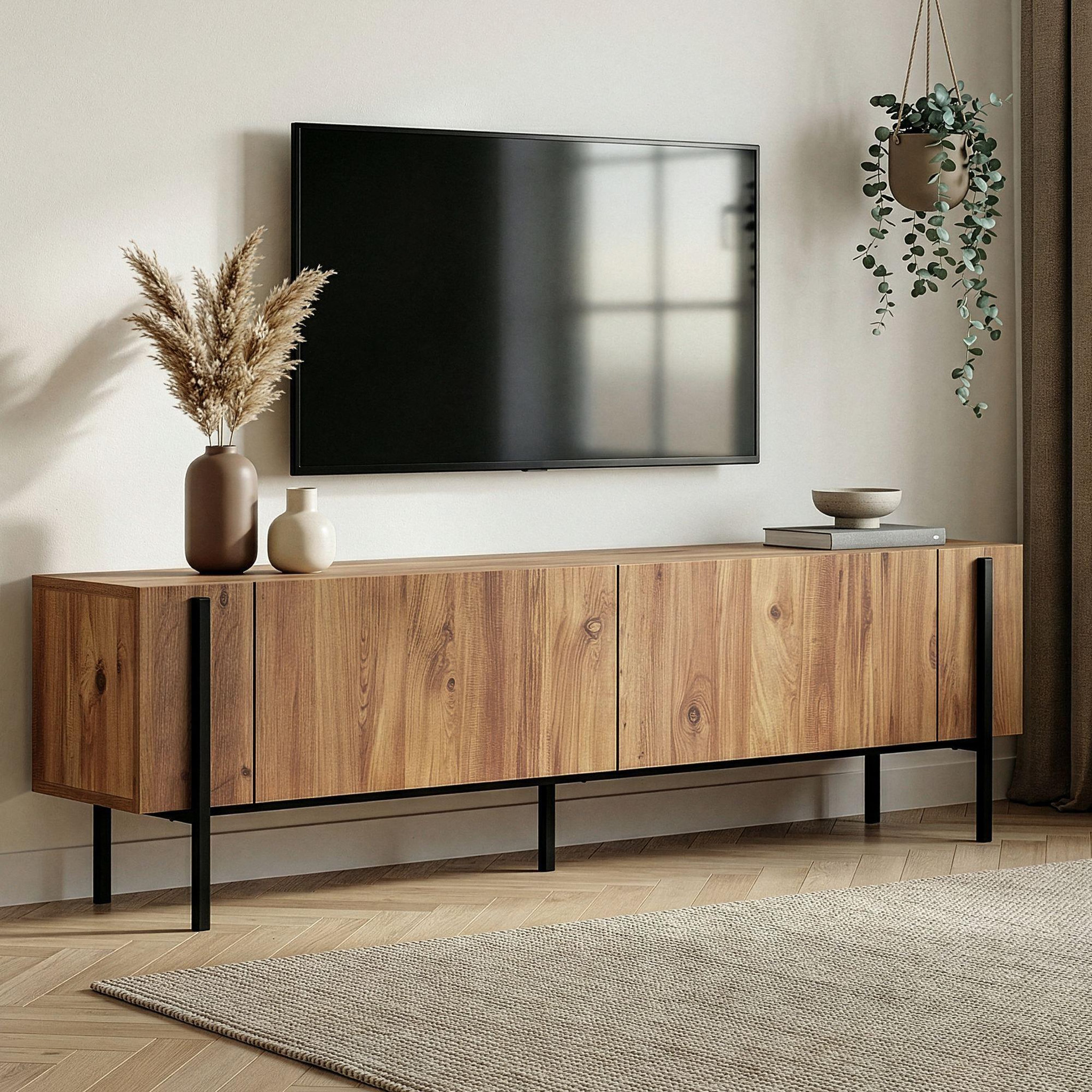 Voir la diapositive 2 : Habitat et Jardin Meuble tv en bois  nexus  - 180 x 30 x 45 cm - pin atlantique / noir