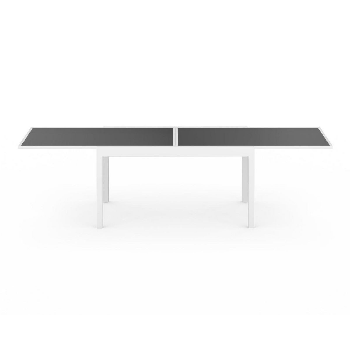 ID MARKET Salon de jardin MADRID table extensible 135-270 CM et 12 chaises empilables blanc et gris