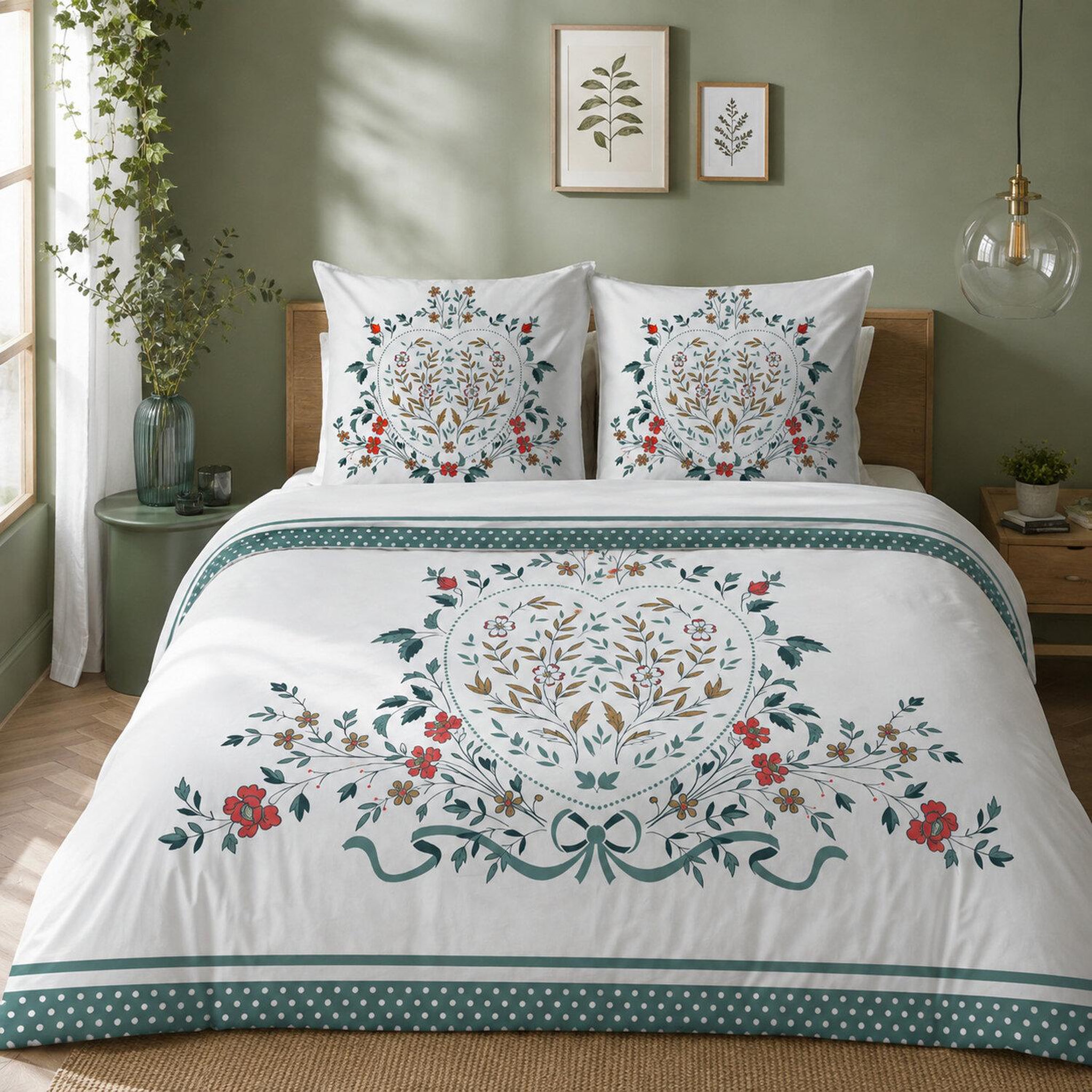 Voir la diapositive 1 : Les Ateliers du Linge Parure housse de couette 100% coton 47 fils/cm2 -capucine