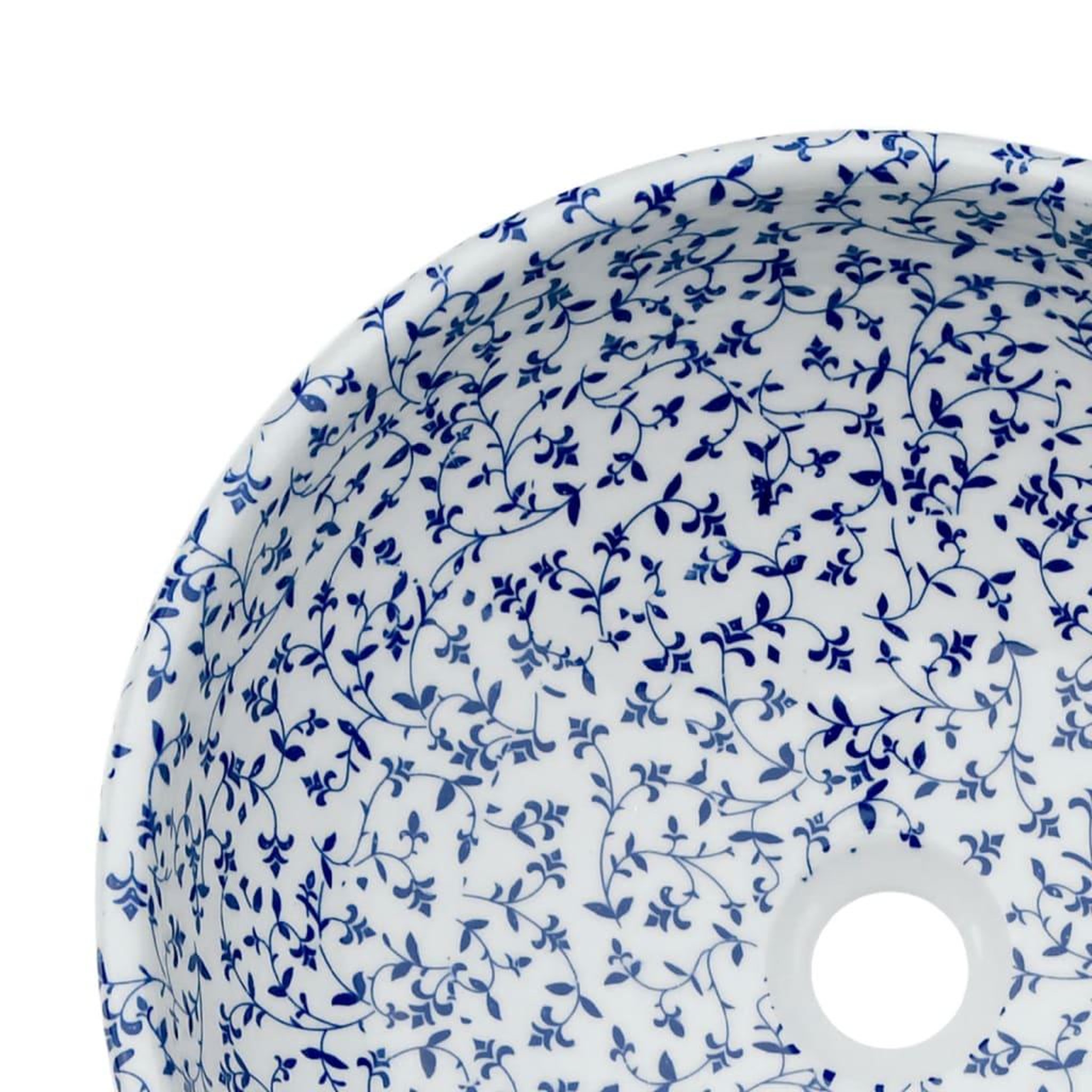 Voir la diapositive 5 : VIDAXL Vasque a poser blanc et bleu rond Φ41x14 cm ceramique