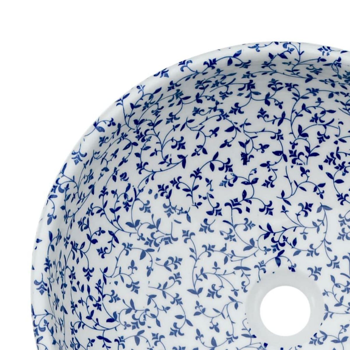 VIDAXL Vasque a poser blanc et bleu rond Φ41x14 cm ceramique