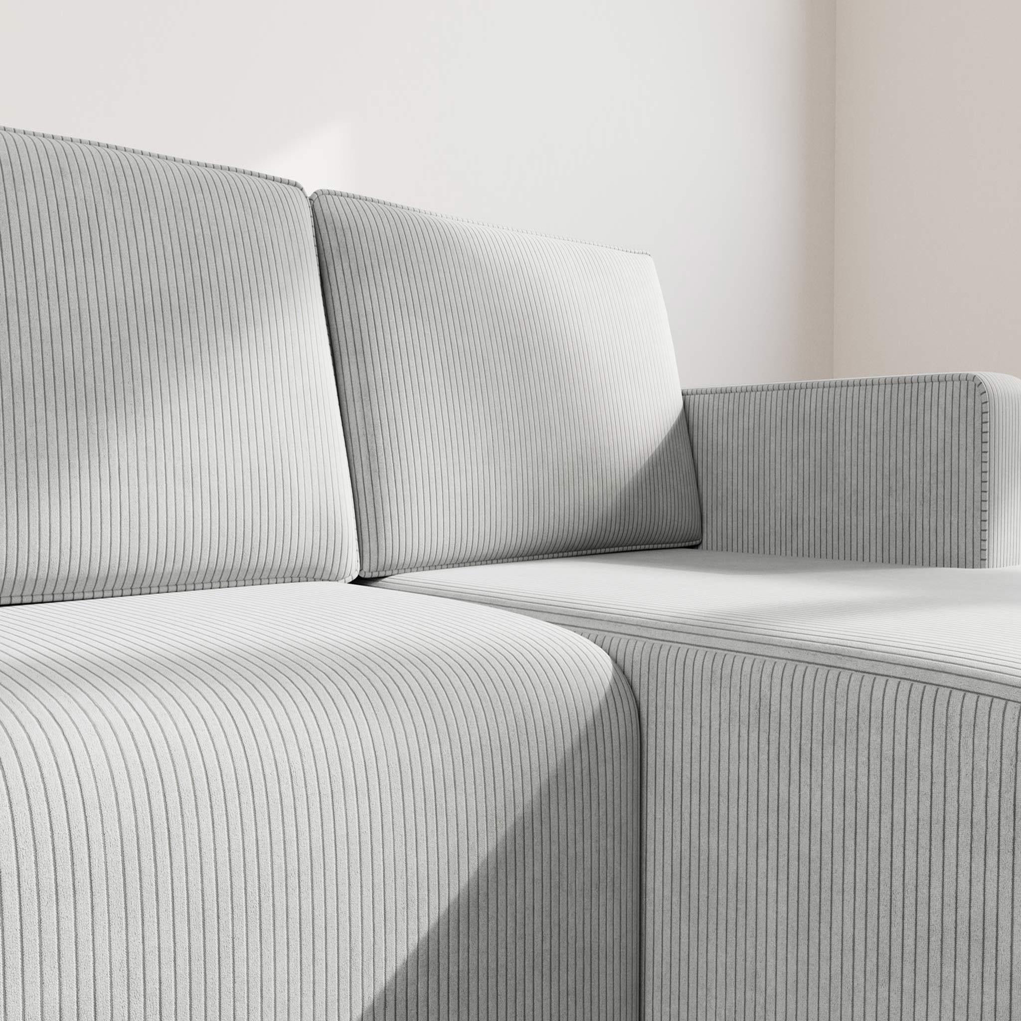 Voir la diapositive 4 : BEST MOBILIER Topaze - canapé d'angle droit 4 places convertible avec coffre en velours côtelé