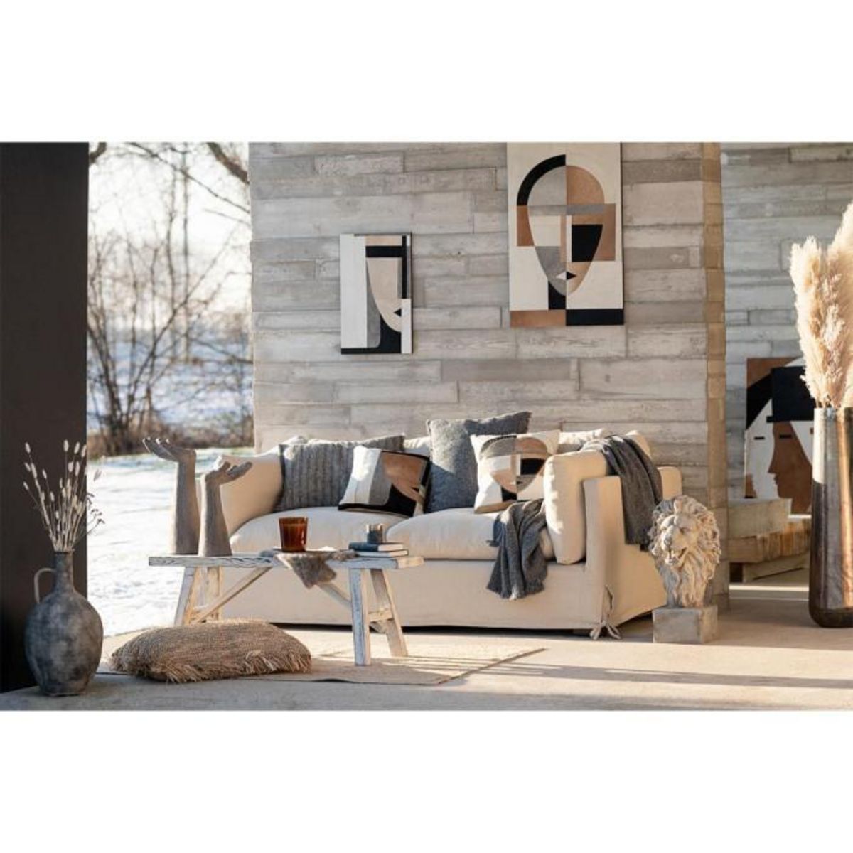 Paris Prix Vase Design  Tacheté Anse  55cm Marron & Gris