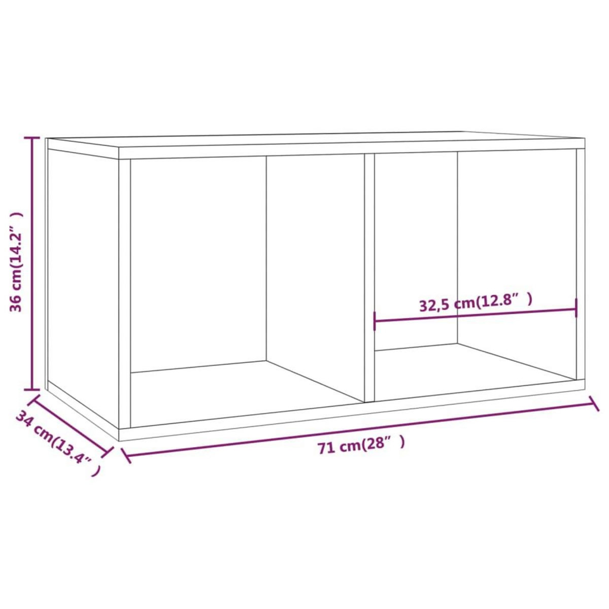 VIDAXL Boîte de rangement vinyles Blanc 71x34x36 cm Bois d'ingenierie