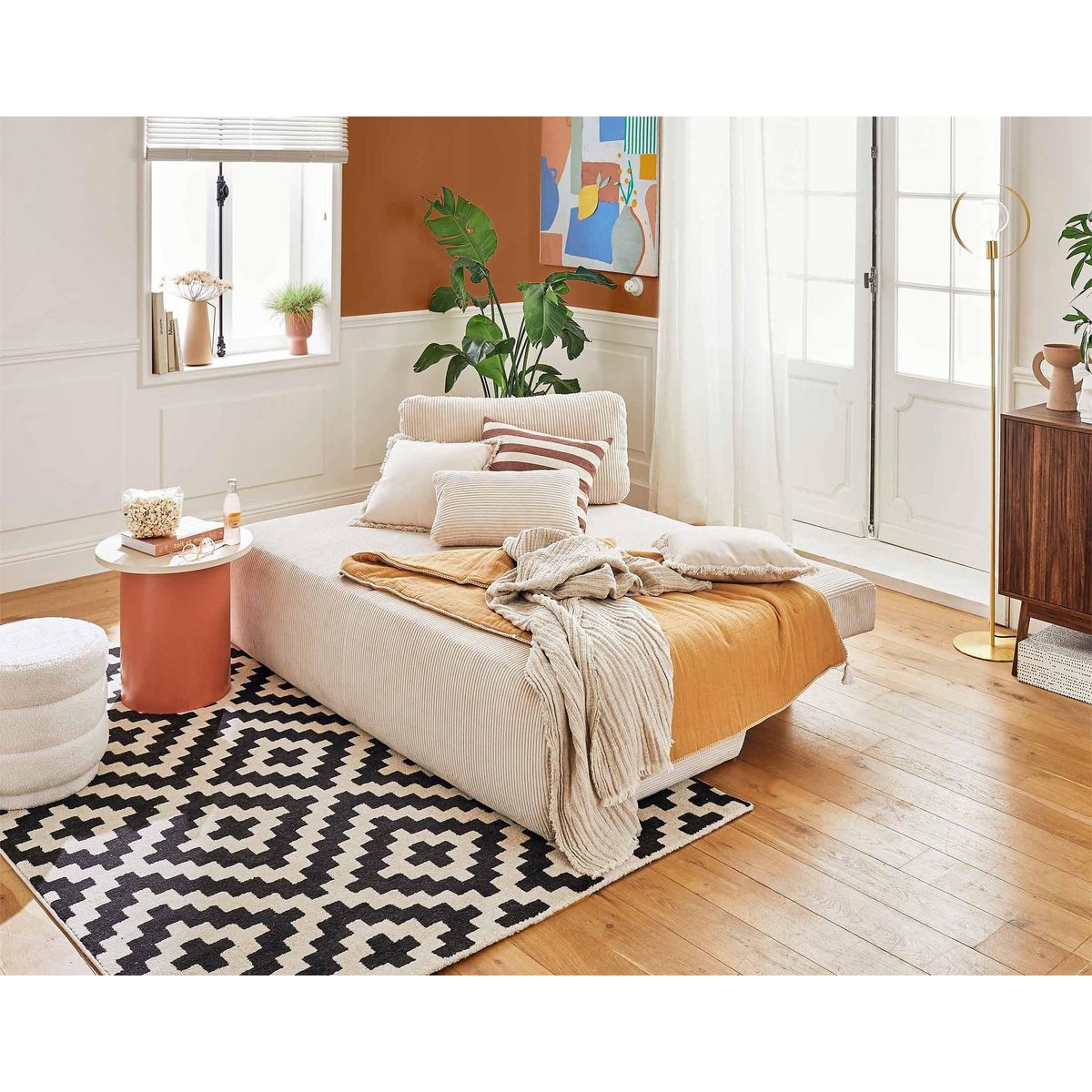 BEST MOBILIER Loutro - canapé 3 places - convertible avec coffre - en velours côtelé