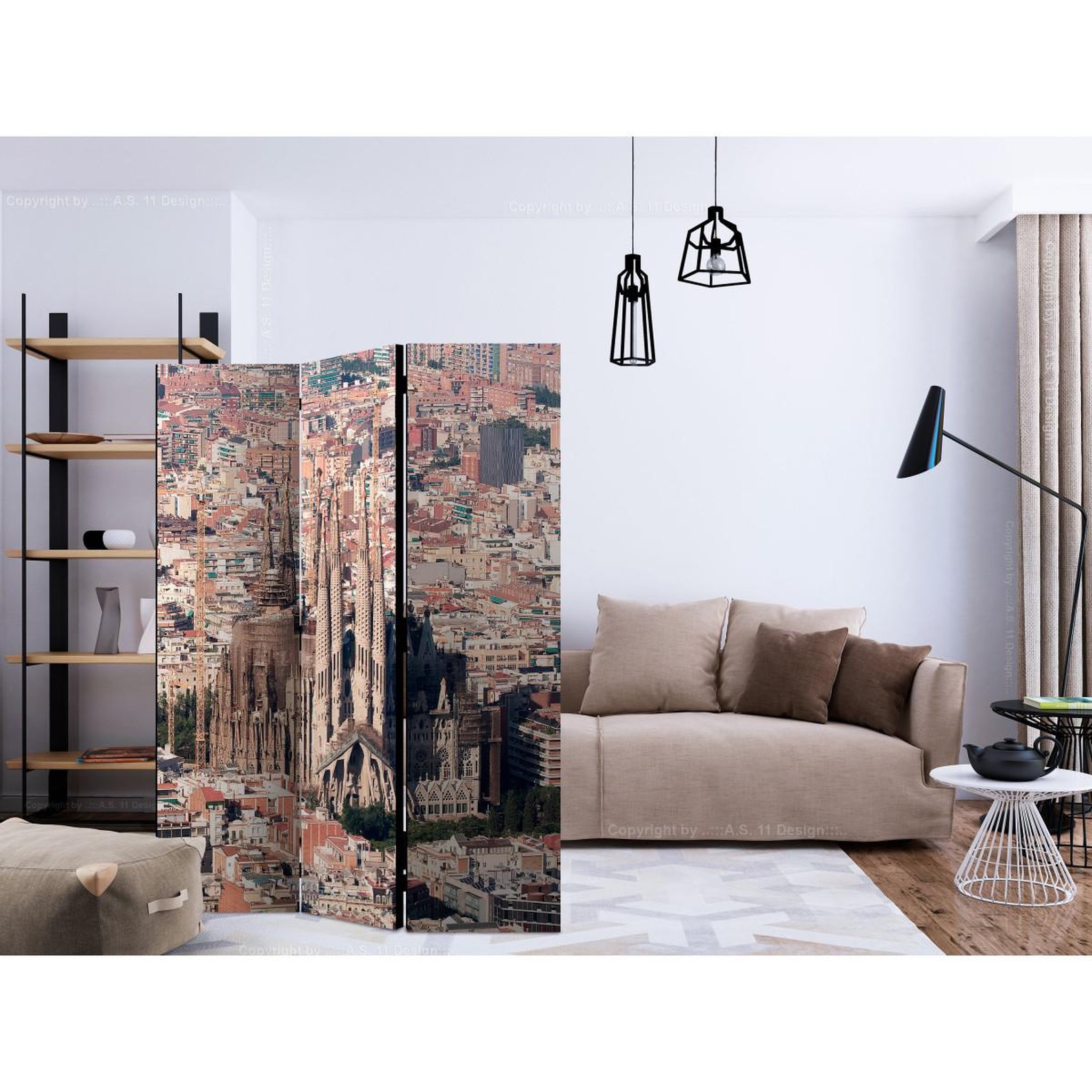 Voir la diapositive 2 : Paris Prix Paravent 3 volets  heart of barcelona  135x172cm