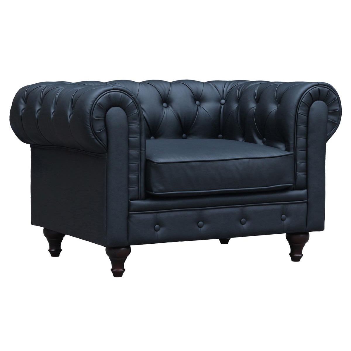 Habitat et Jardin Fauteuil Chesterfield  Aliza  - 111 x 82 x 70 cm - Noir