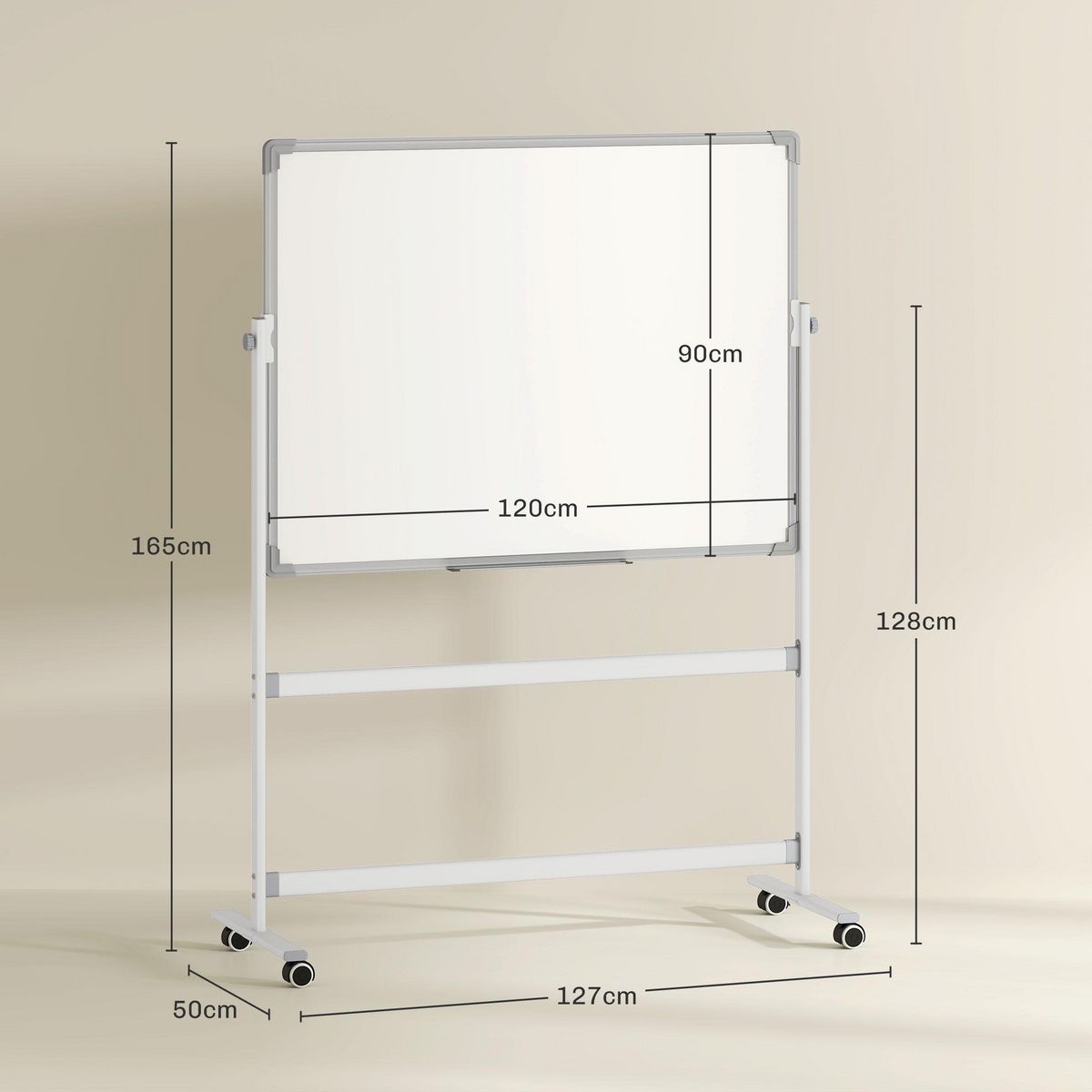 HOMCOM Tableau blanc magnétique sur roulettes double face - tableau rotatif avec étagère - nombreux accessoires inclus
