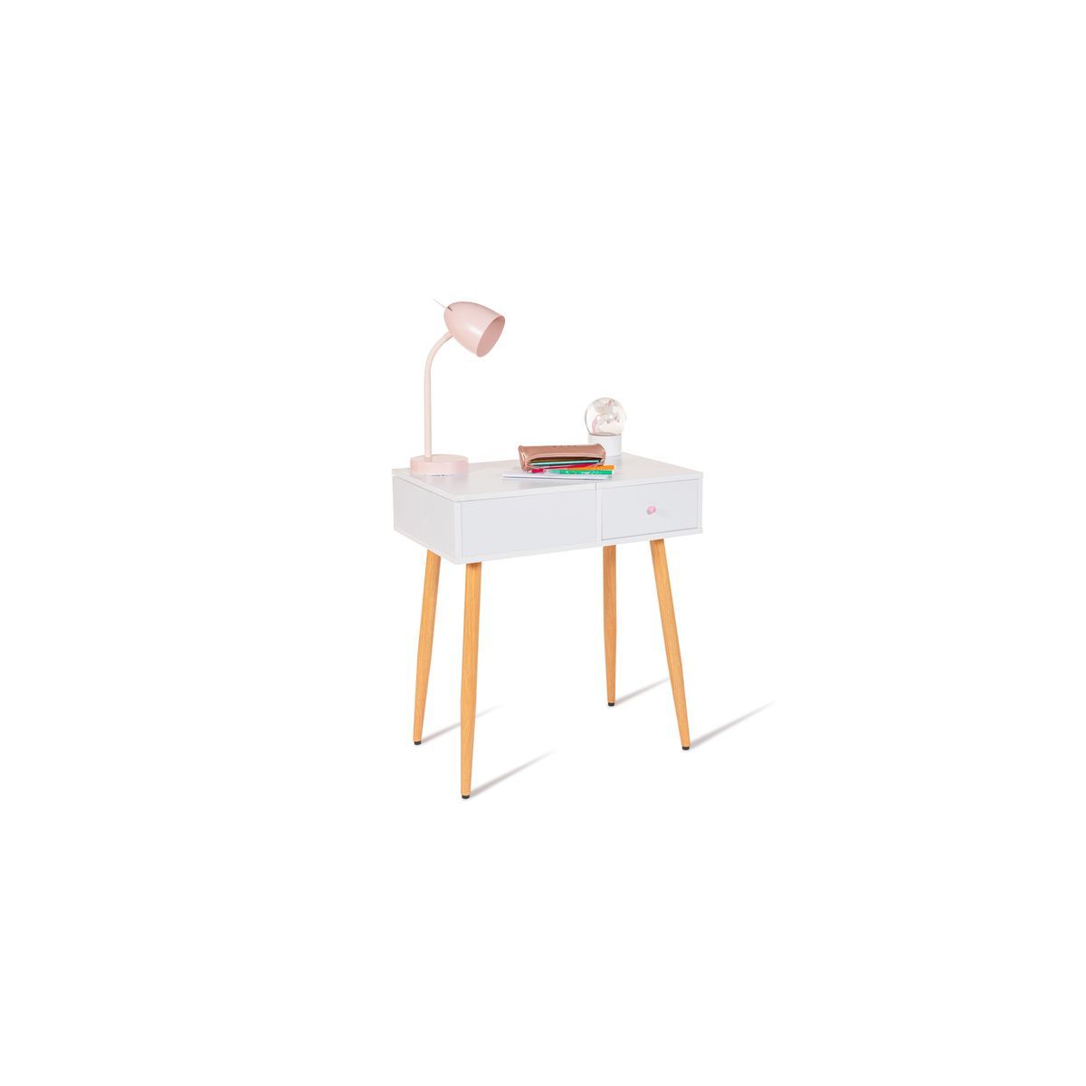 Coiffeuse avec miroir et pieds métal ELENA