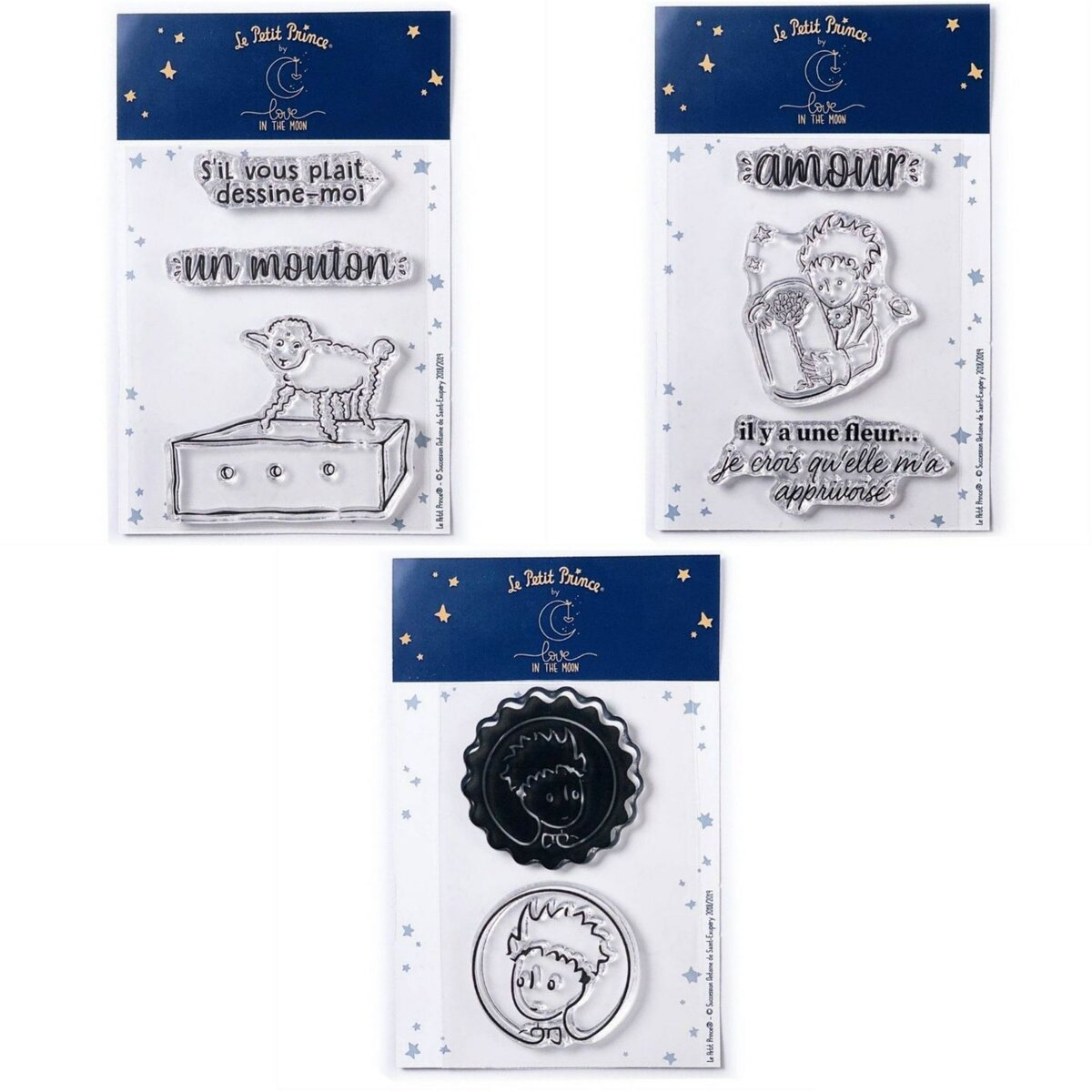  8 Tampons transparents Le Petit Prince et Mouton + Fleur + Portraits