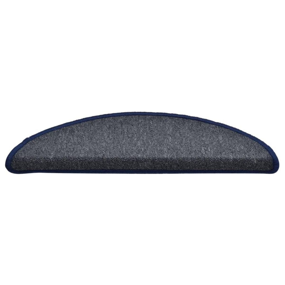 VIDAXL Tapis de marches d'escalier 15 pcs Gris fonce et bleu 56x17x3cm