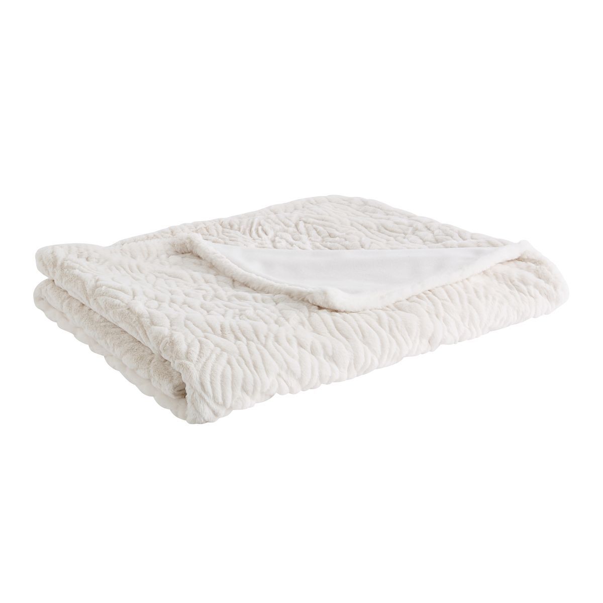 ACTUEL Couverture unie effet fausse fourrure en polyester