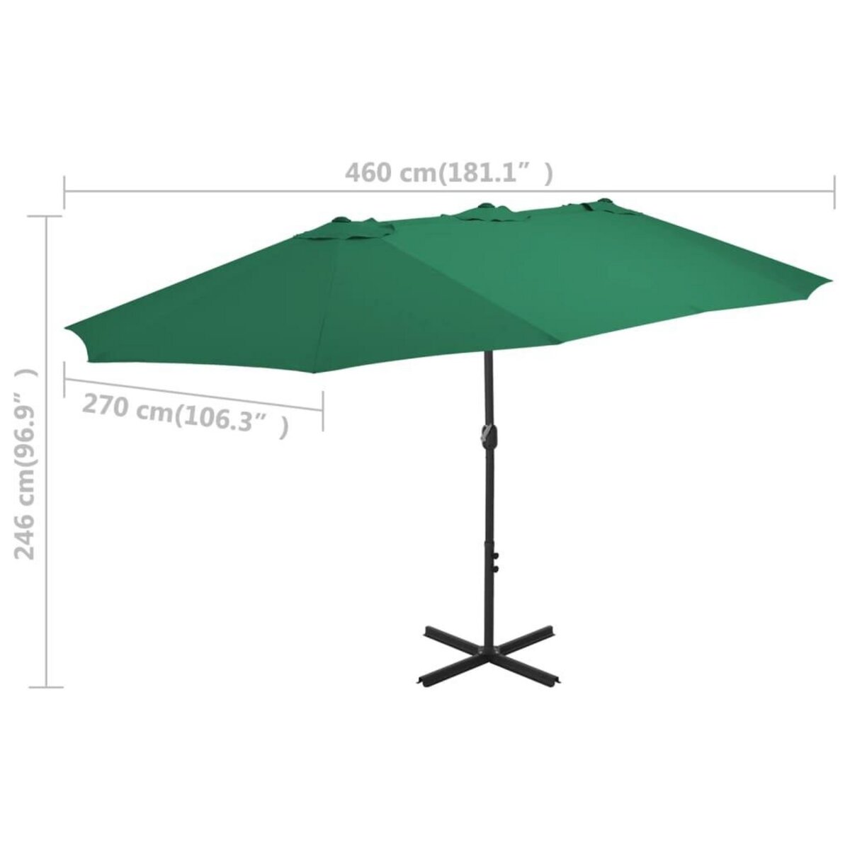 VIDAXL Parasol d'exterieur et mat en aluminium 460x270 cm vert