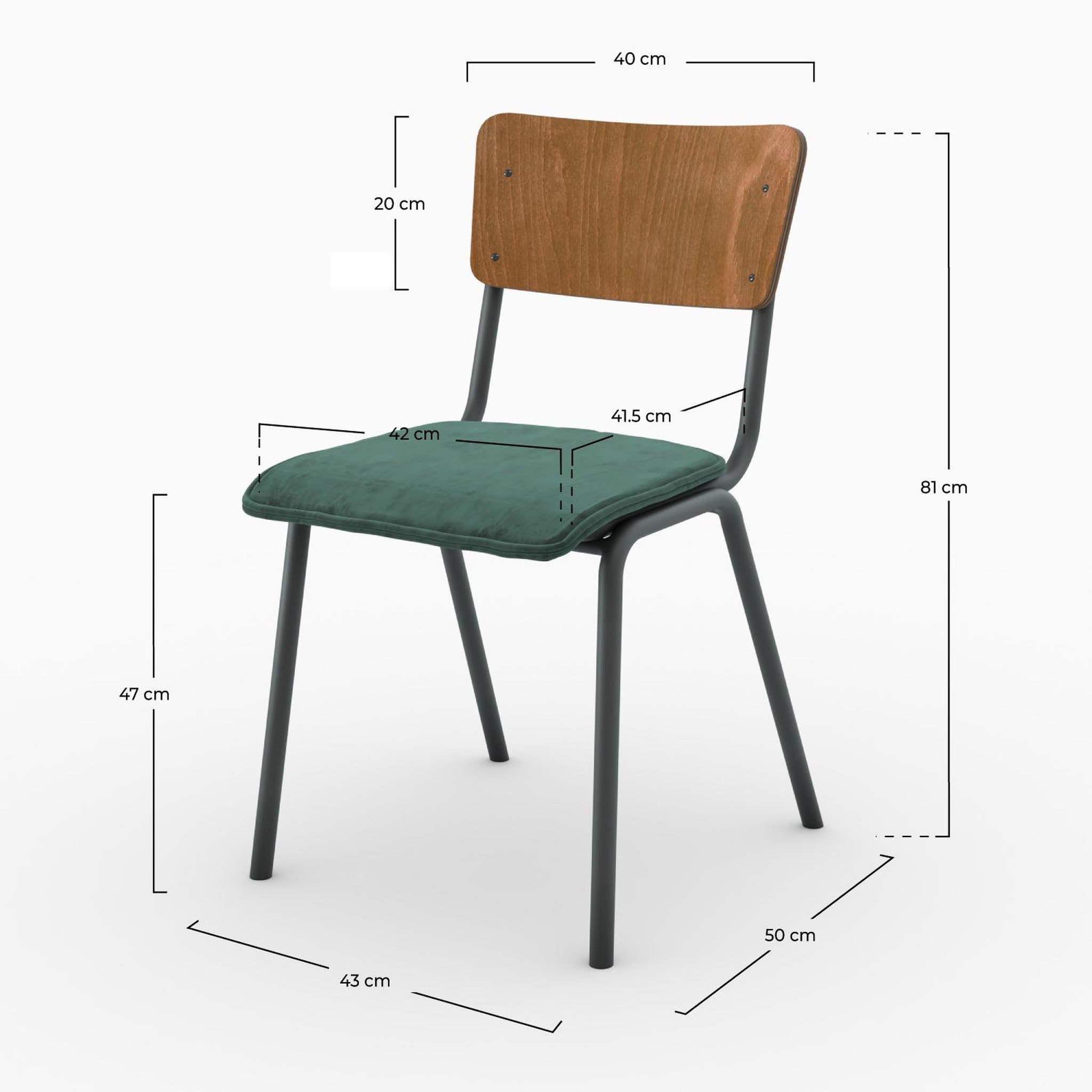 Voir la diapositive 4 : MAISON PAVANE Lot de 2 chaises en bois foncé et velours vert-nico