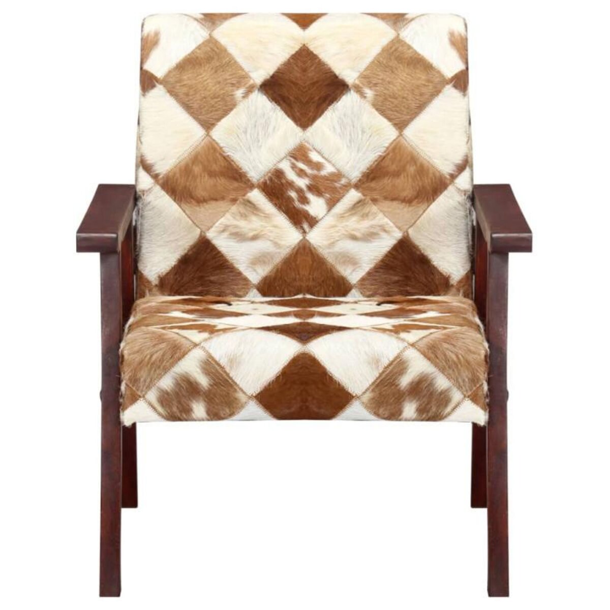 VIDAXL Fauteuil blanc et marron cuir véritable de chèvre