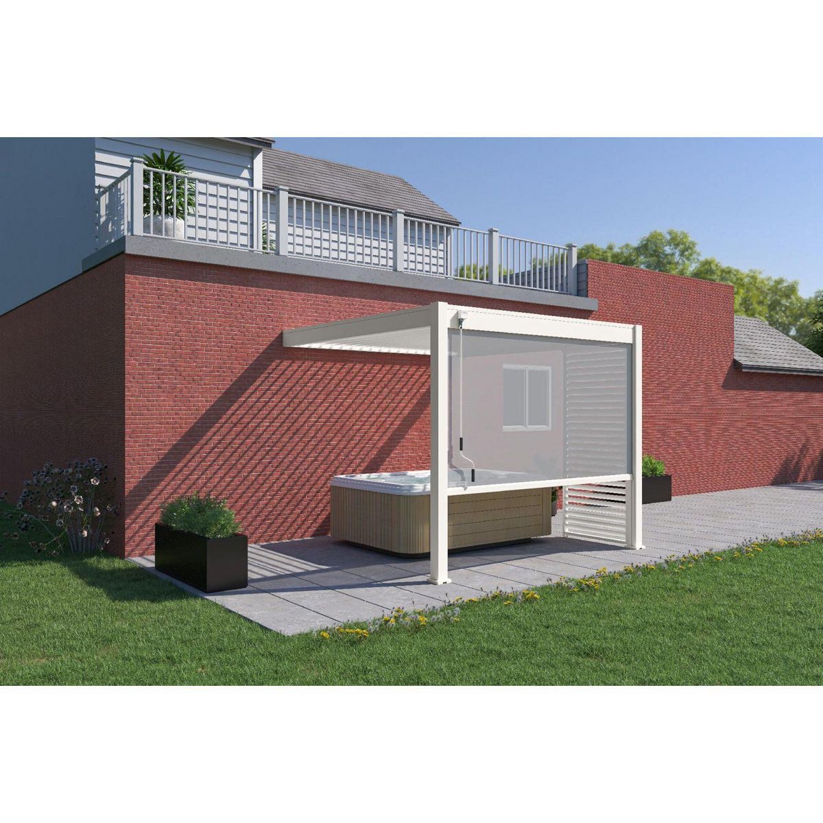 Pergola Bioclimatique adossée 3x3 m - Aluminium - Blanc -  VS OmBREA®