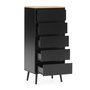 Voir la diapositive 3 : VS VENTA-STOCK Commode haute Desi 5 tiroirs couleur Noir