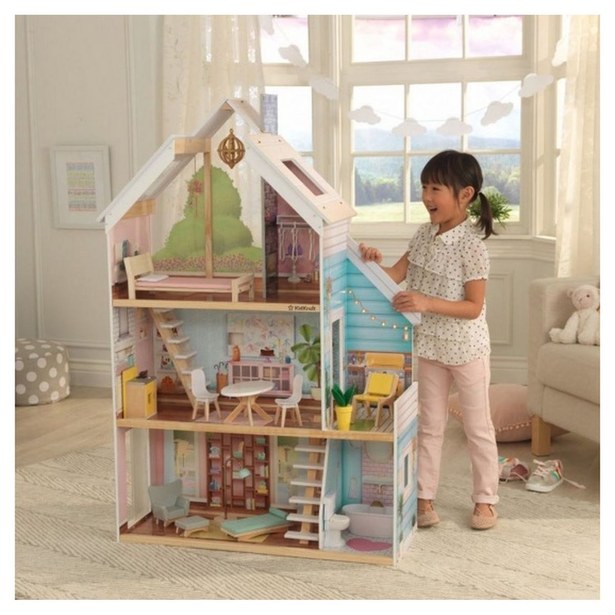 Kidkraft Maison de poupées Zoey avec EZ Kraft Assembly