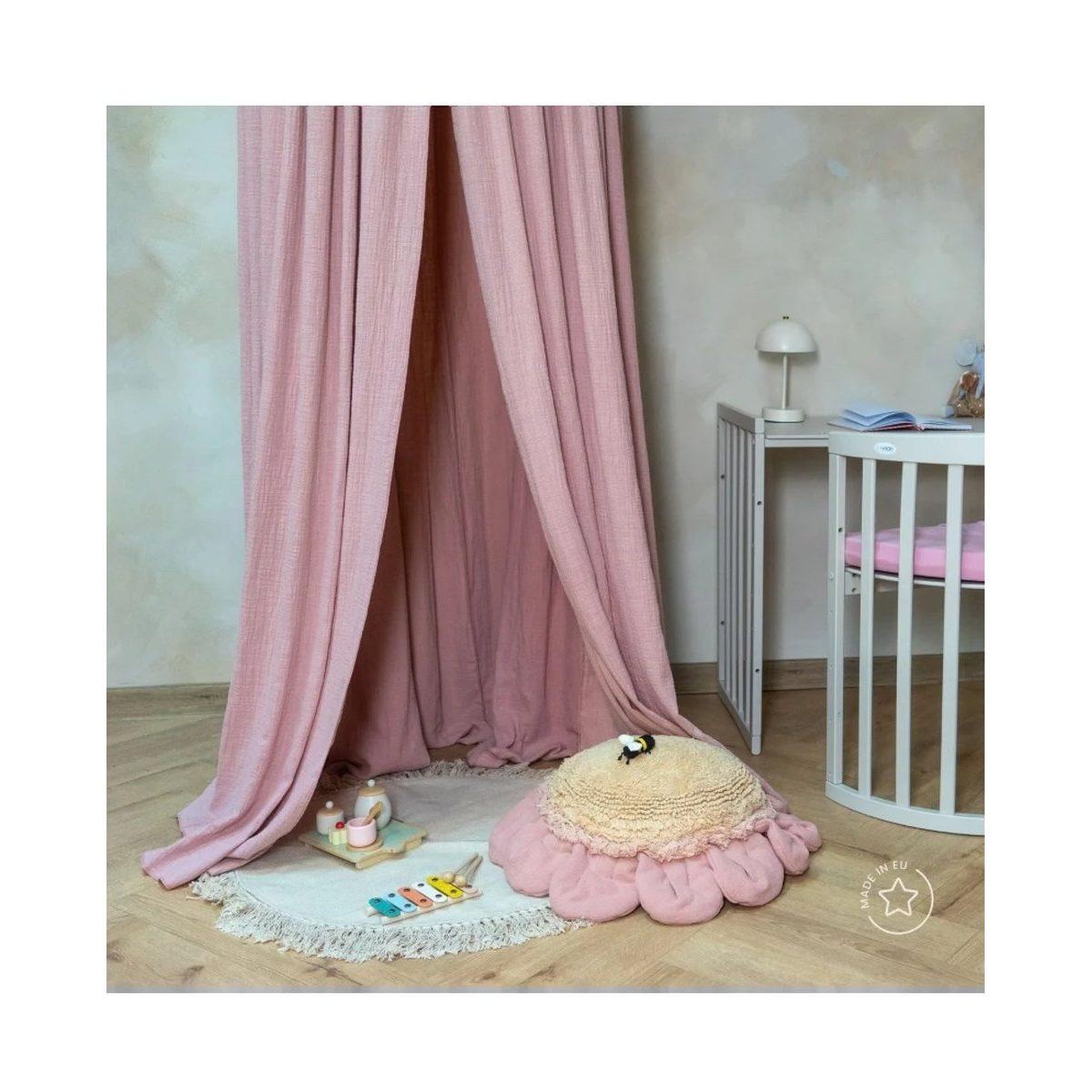 Voir la diapositive 4 : WALDIN Ciel de lit en mousseline à fixer au plafond - rose