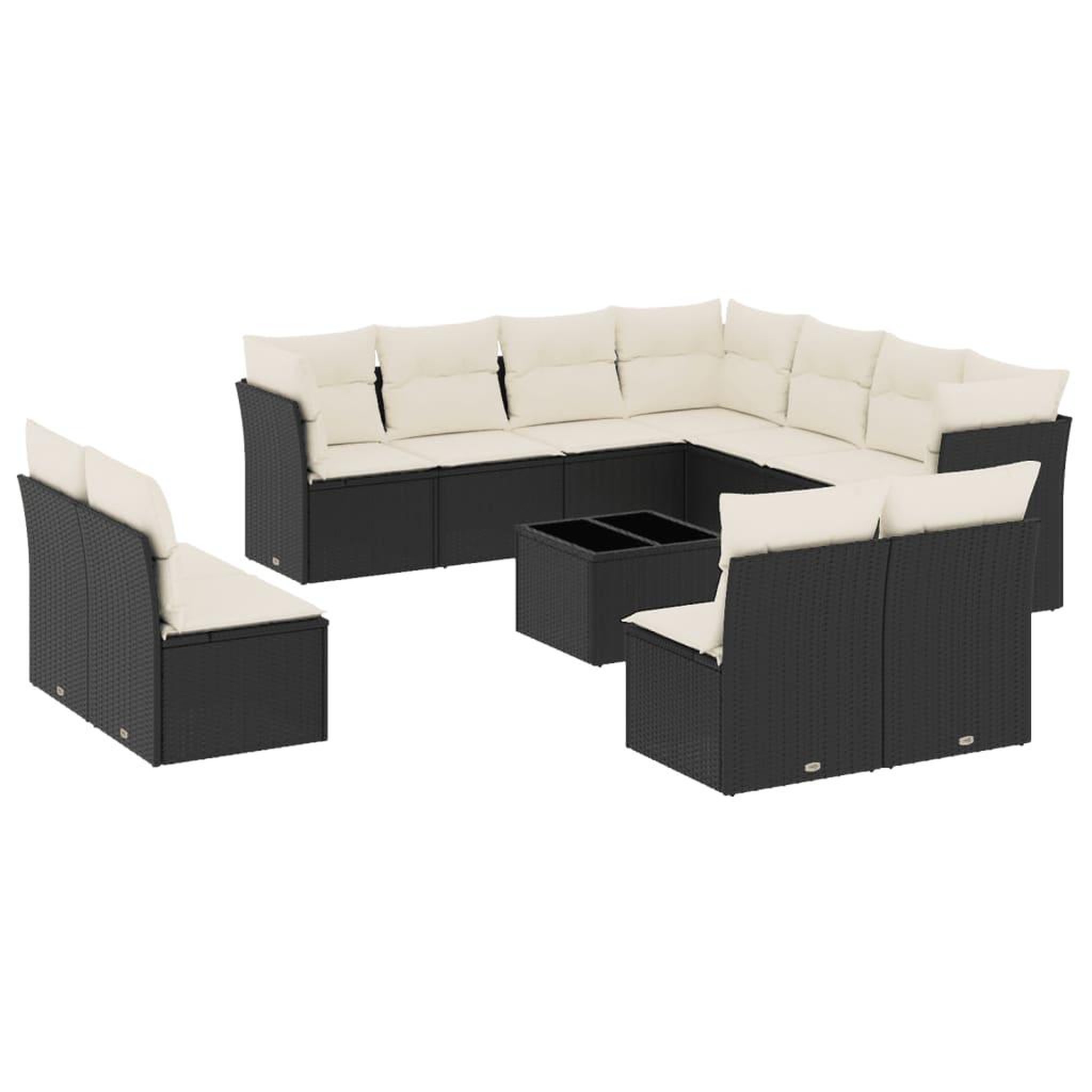 Voir la diapositive 2 : VIDAXL Salon de jardin 12 pcs avec coussins noir resine tressee