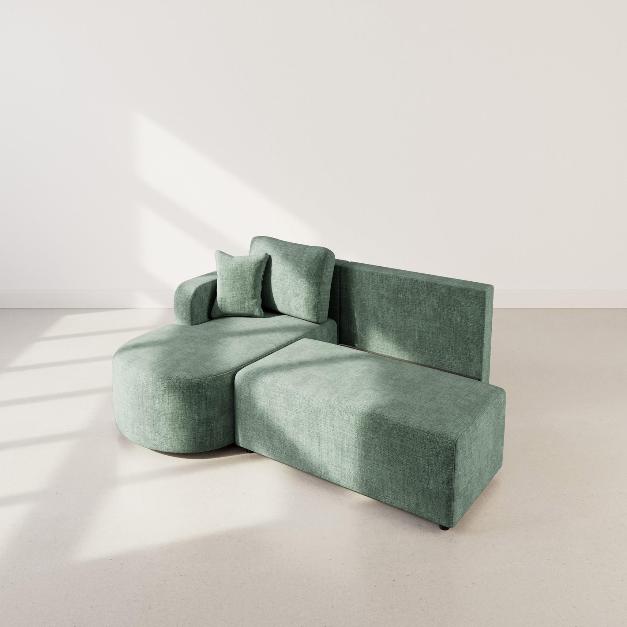 Voir la diapositive 3 : BEST MOBILIER Miro - canapé d'angle gauche 4 places convertible avec coffre en velours texturé