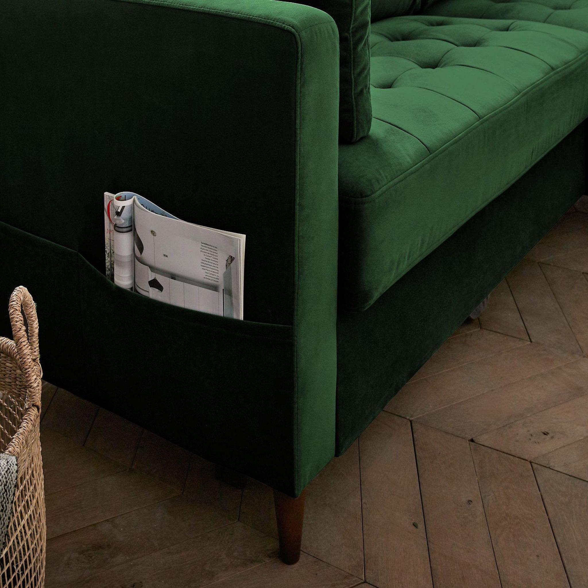 Voir la diapositive 5 : BEST MOBILIER Anna - canapé d'angle droit - 4 places - convertible avec coffre - en velours