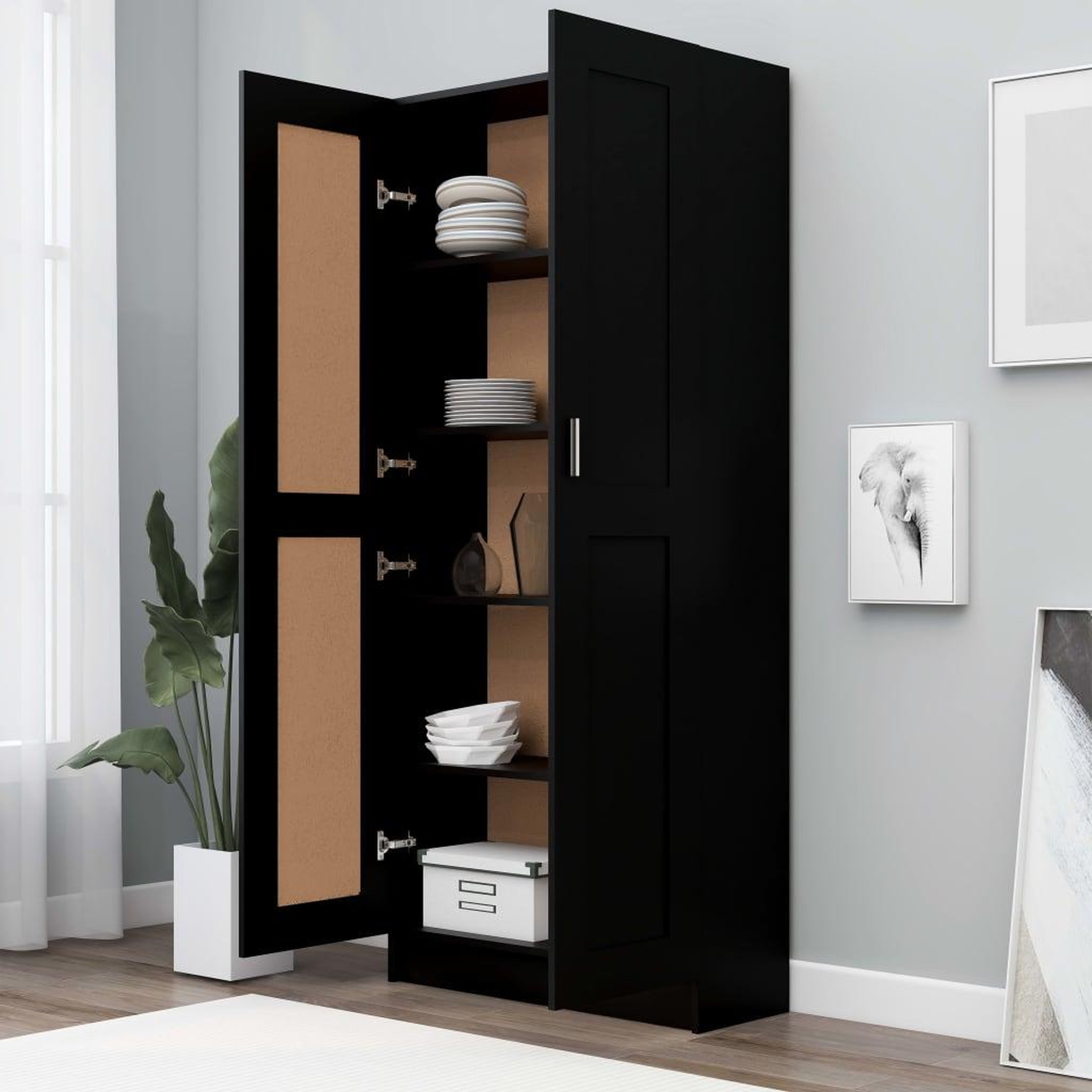 Voir la diapositive 3 : VIDAXL Bibliotheque Noir 82,5x30,5x185,5 cm Bois d'ingenierie