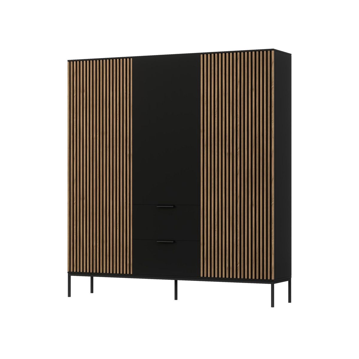 BEST MOBILIER Savanna - armoire - effet bois et noir - 185x180 cm