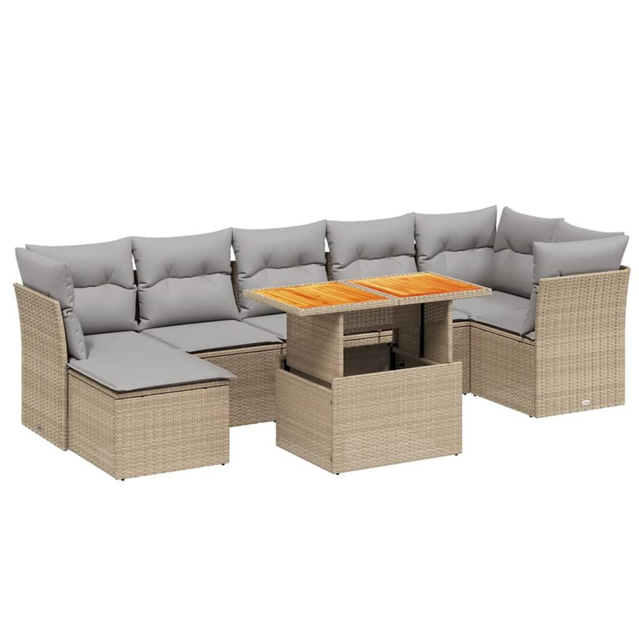 Voir la diapositive 2 : VIDAXL Salon de jardin avec coussins 8 pcs beige resine tressee