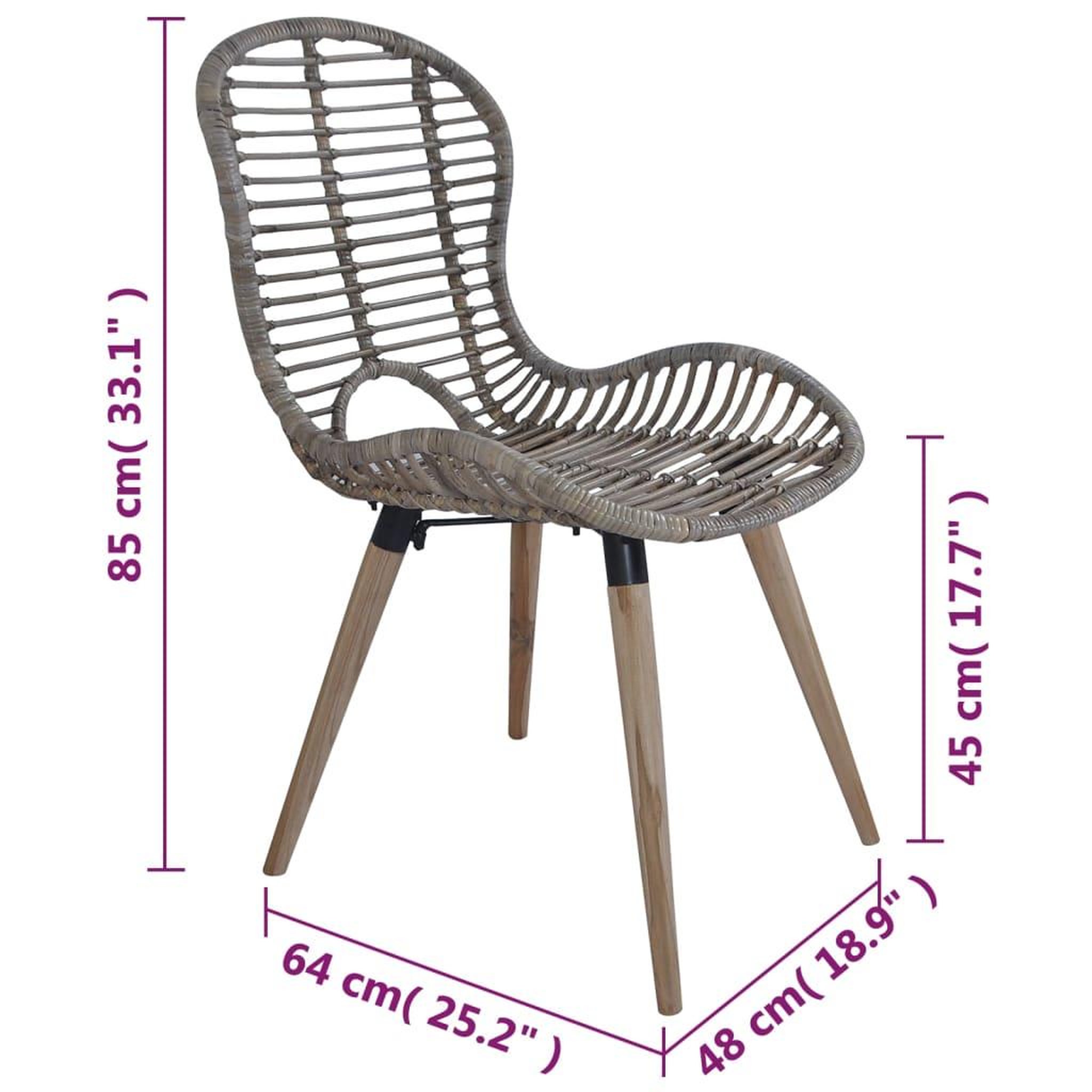 Voir la diapositive 6 : VIDAXL Chaises a manger lot de 2 marron rotin naturel