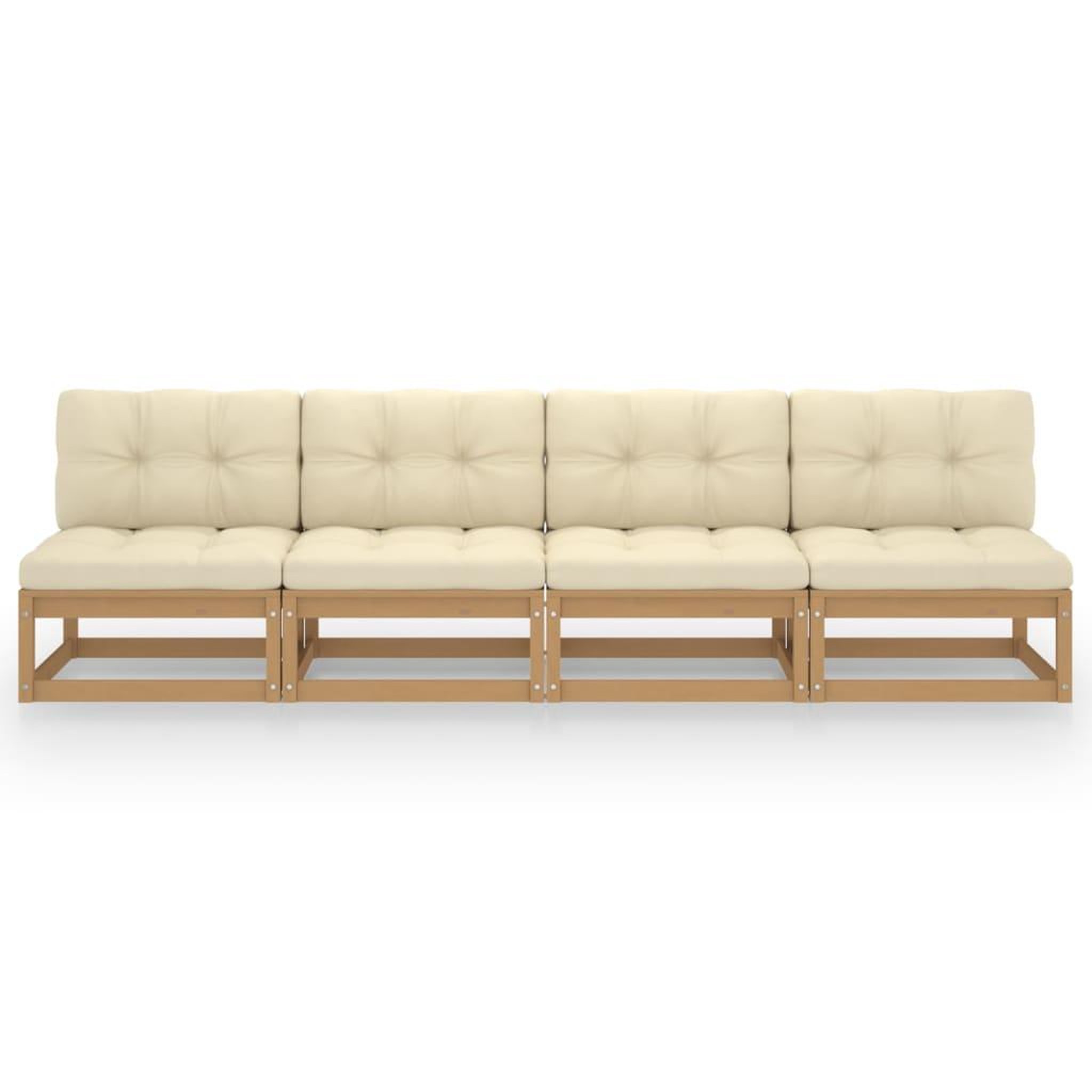 Voir la diapositive 2 : VIDAXL Canape 4 places de jardin avec coussins Bois de pin massif
