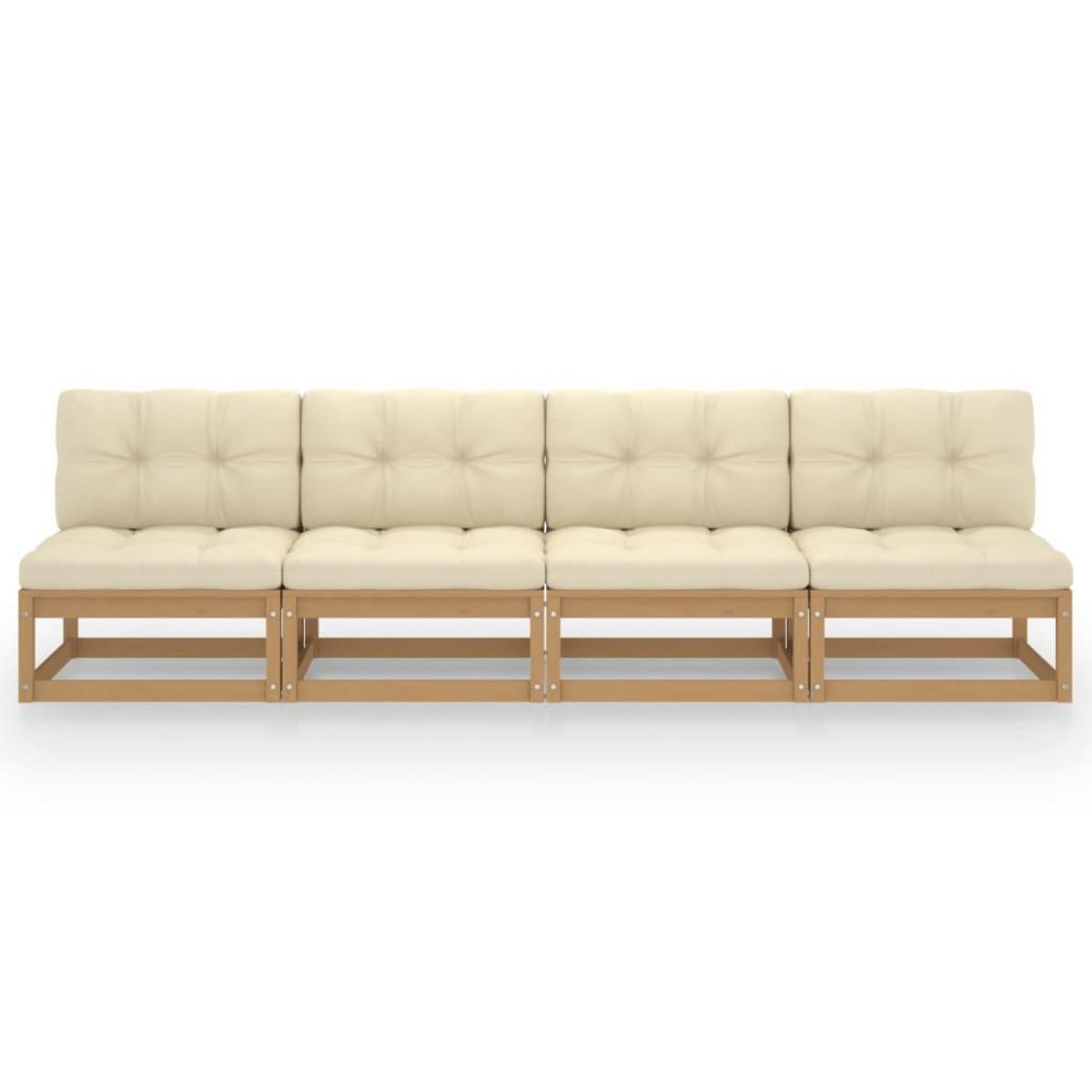 VIDAXL Canape 4 places de jardin avec coussins Bois de pin massif