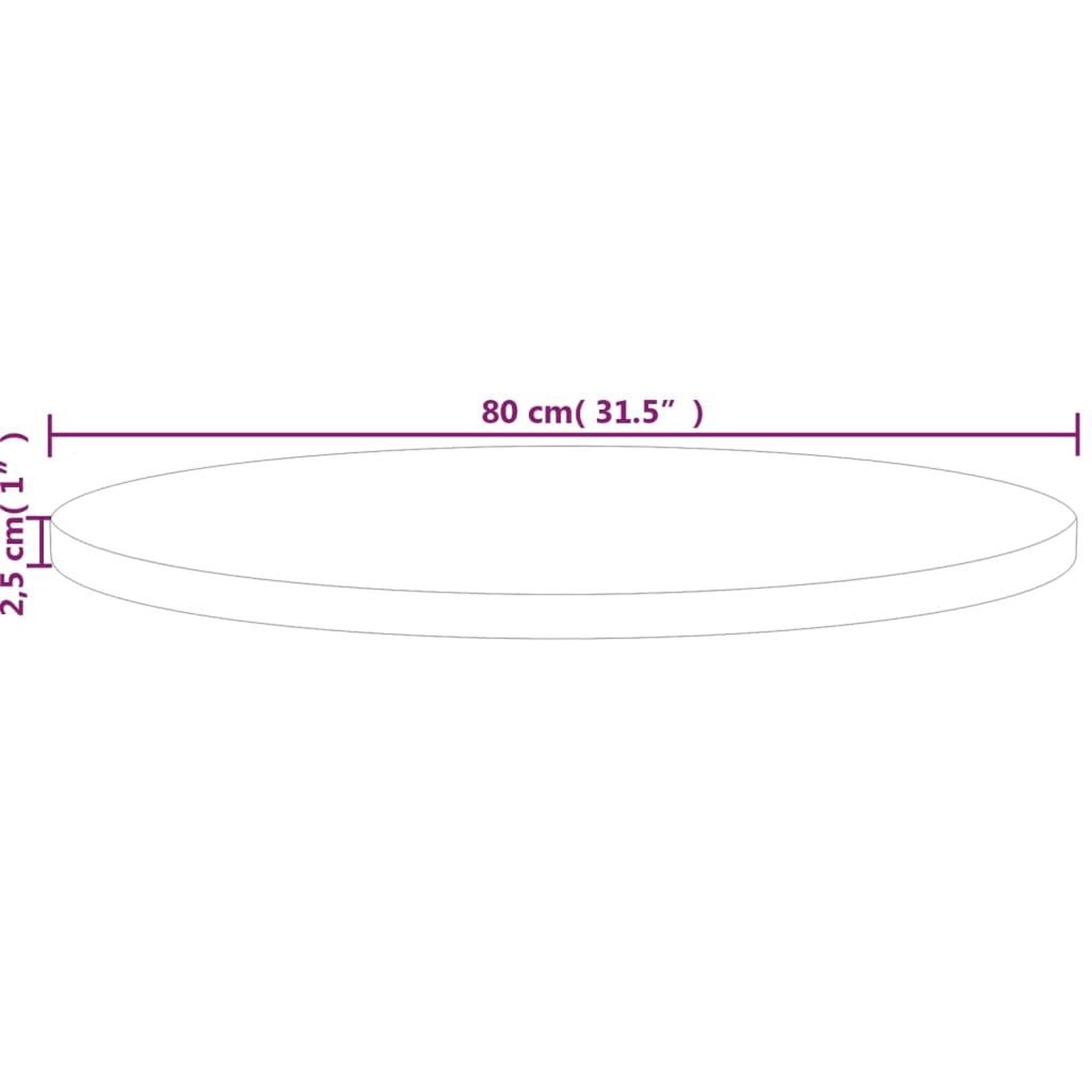 Voir la diapositive 5 : VIDAXL Dessus de table rond Ø80x2,5 cm Bois de chene massif non traite