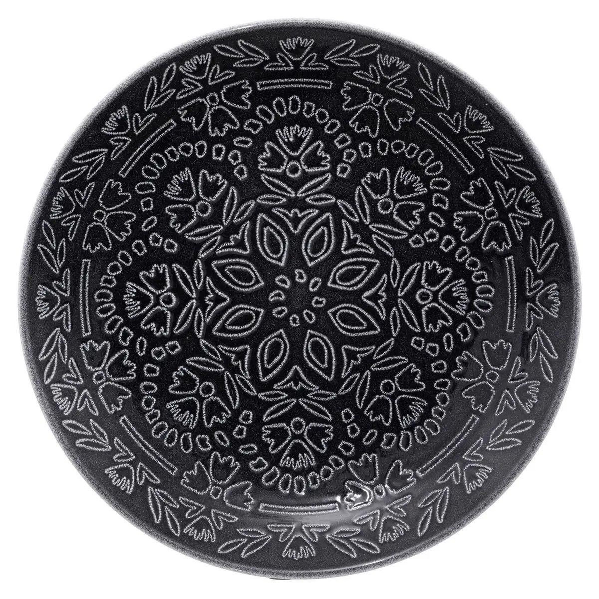 Voir la diapositive 1 : SECRET DE GOURMET Lot de 6 assiettes plates  midnight garden  26cm noir