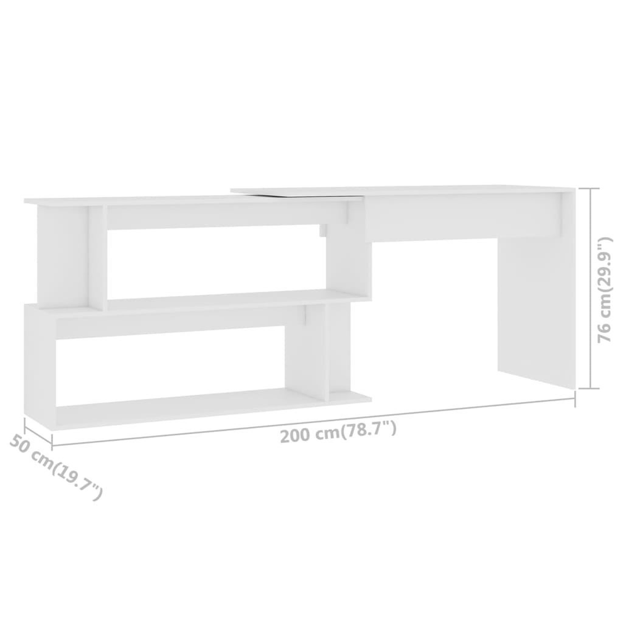 Voir la diapositive 6 : VIDAXL Bureau d'angle Blanc 200x50x76 cm Bois d'ingenierie